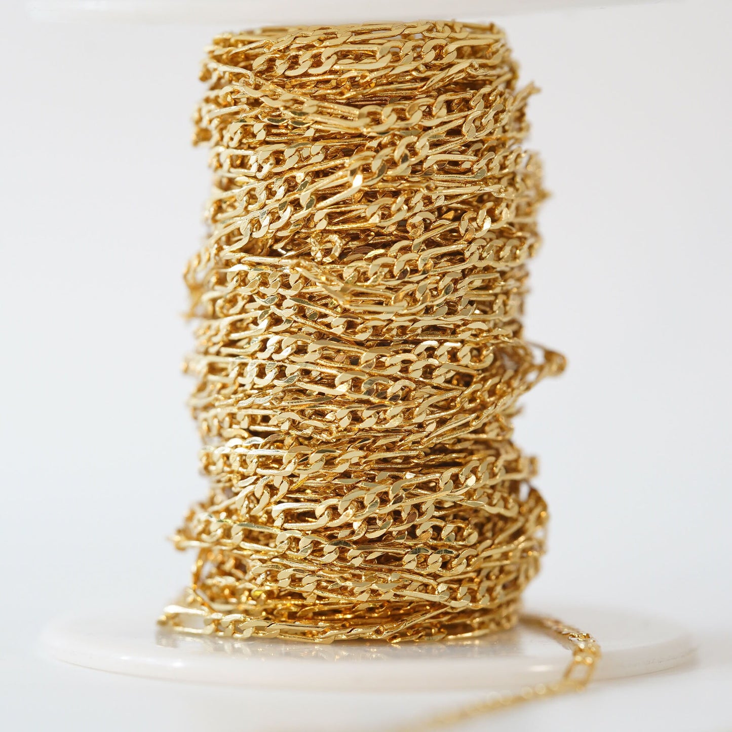 Gold Curb Chain,18K Gold Filled Curb for Necklace Bracelet DIY Jewelry Making Supply 2.5mm