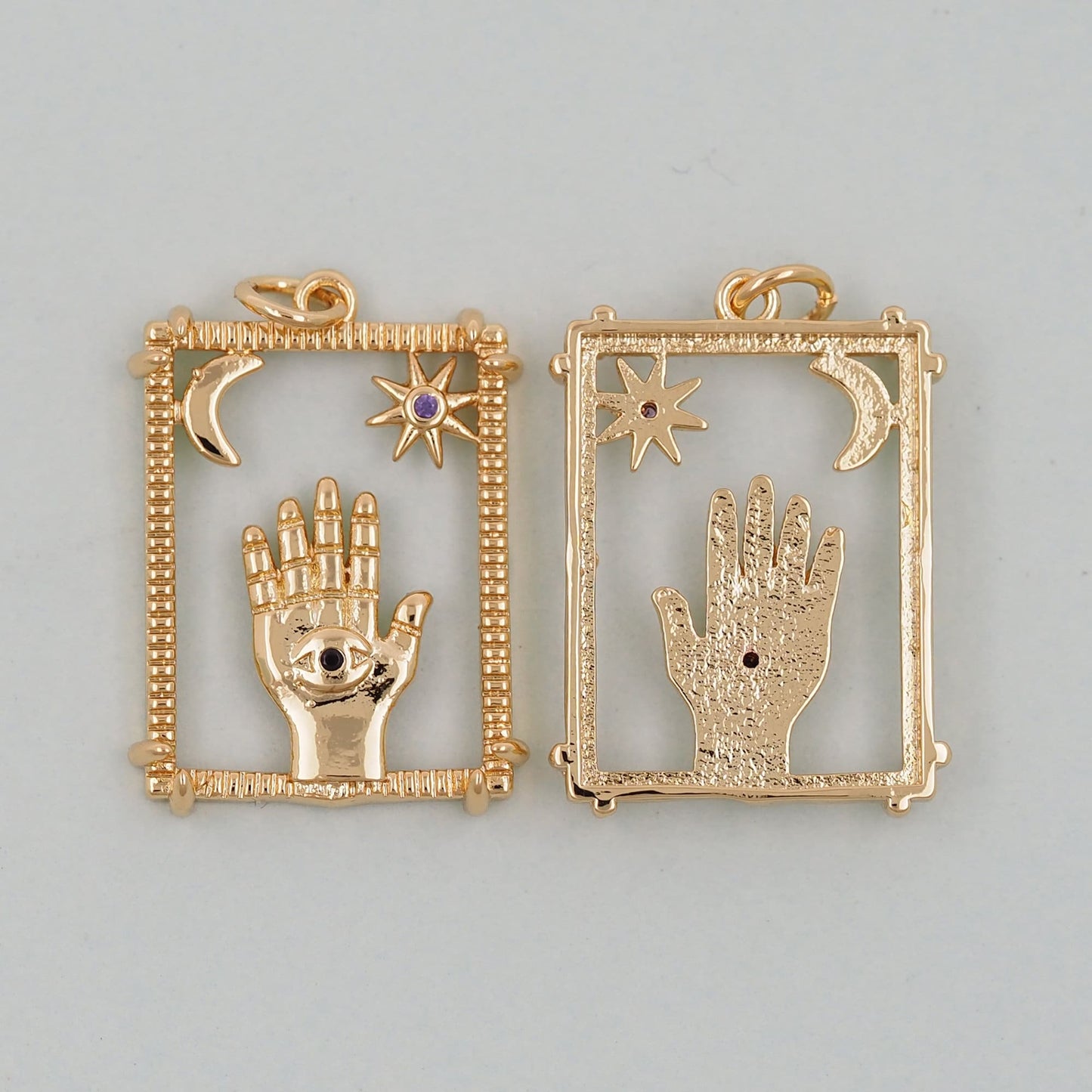 Gold Hamsa Hand Charms,18K Gold Filled Hamsa Pendant,Hamsa Hand Charm Bracelet Necklace for DIY Jewelry Making Supply