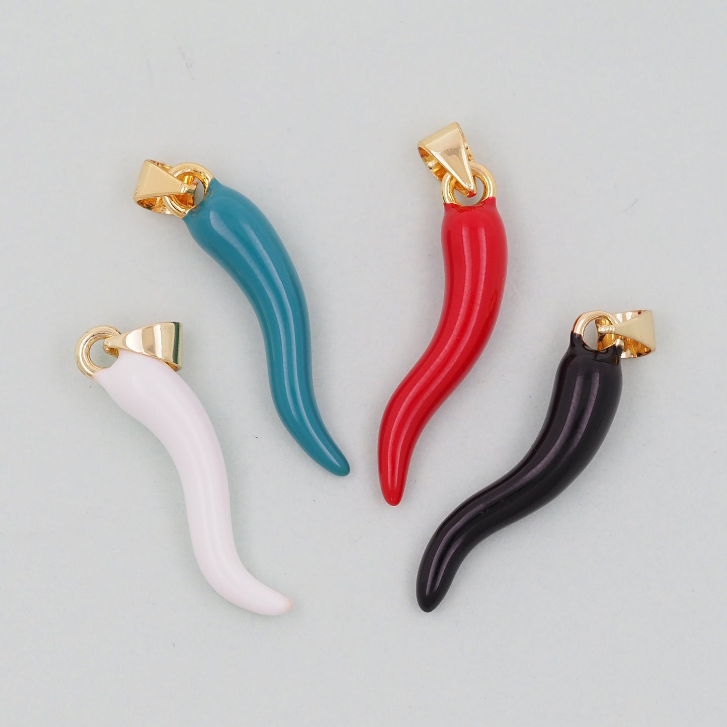 18K Gold Filled Italian Horn Pendant,Italian Horn Charm Bracelet Necklace for DIY Jewelry Making Supply