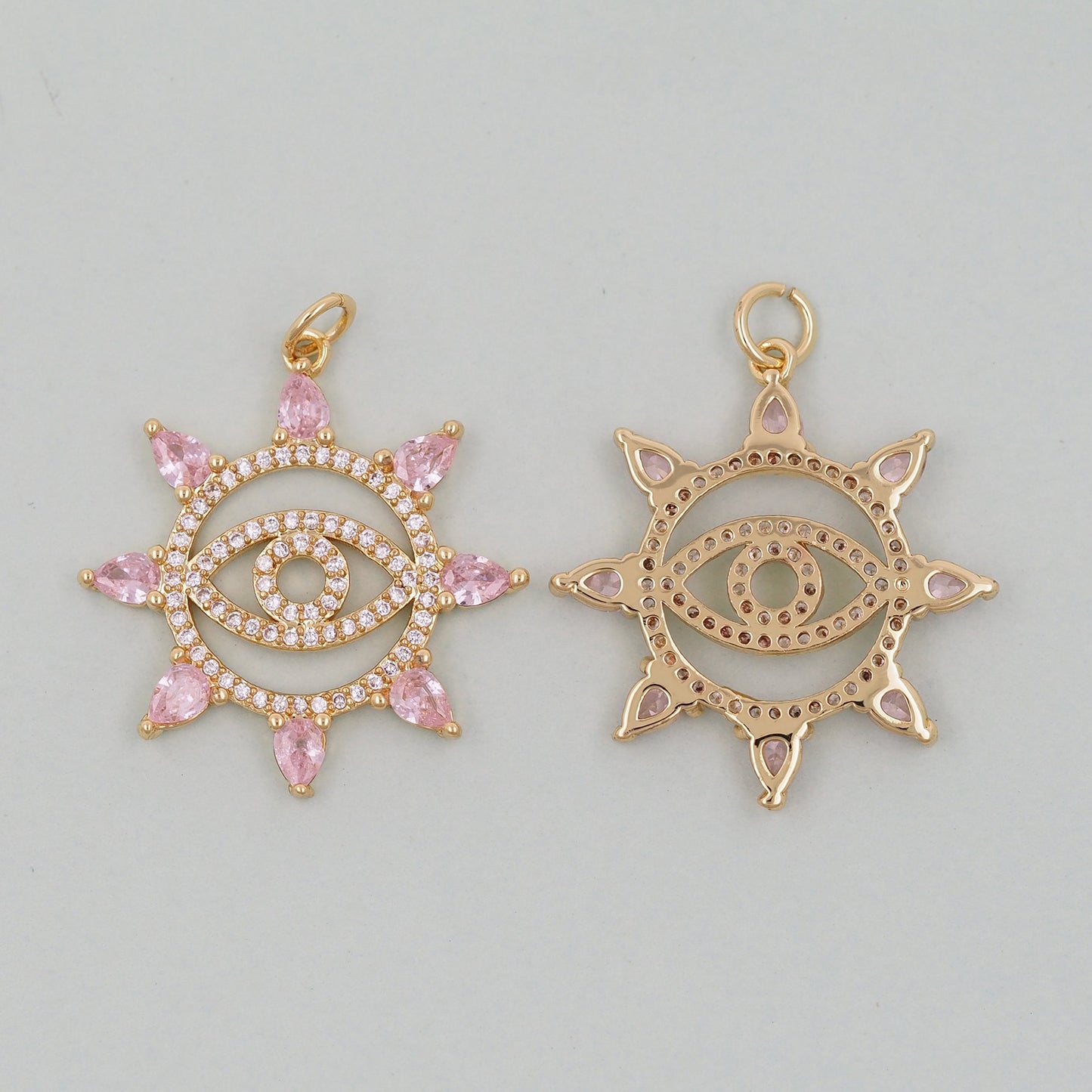18K Gold Filled Evil Eye Pendant,Evil Eye Charm Bracelet Necklace for DIY Jewelry Making Supply