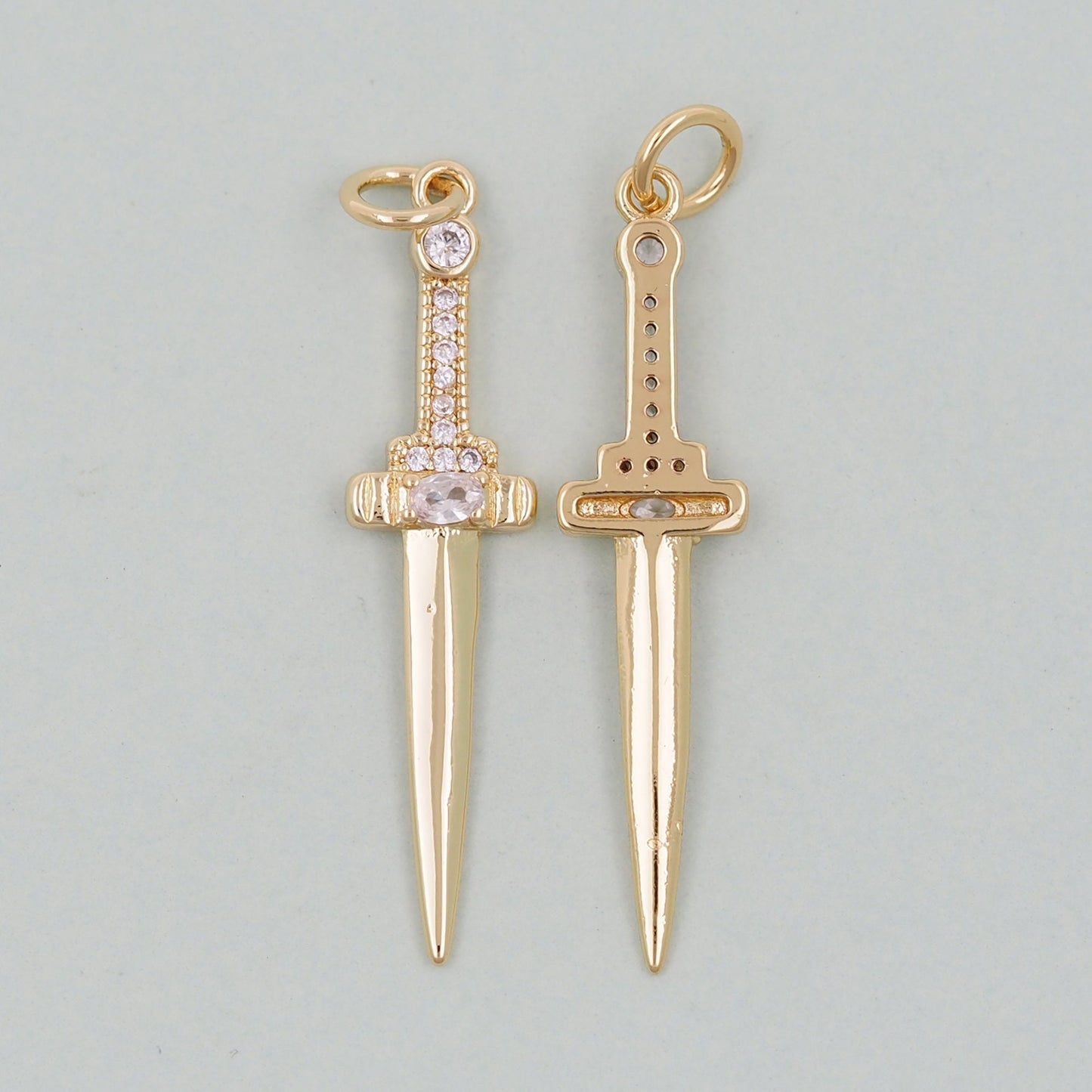 18K Gold Filled Dagger Pendant,Dagger Charm Bracelet Necklace for DIY Jewelry Making Supply