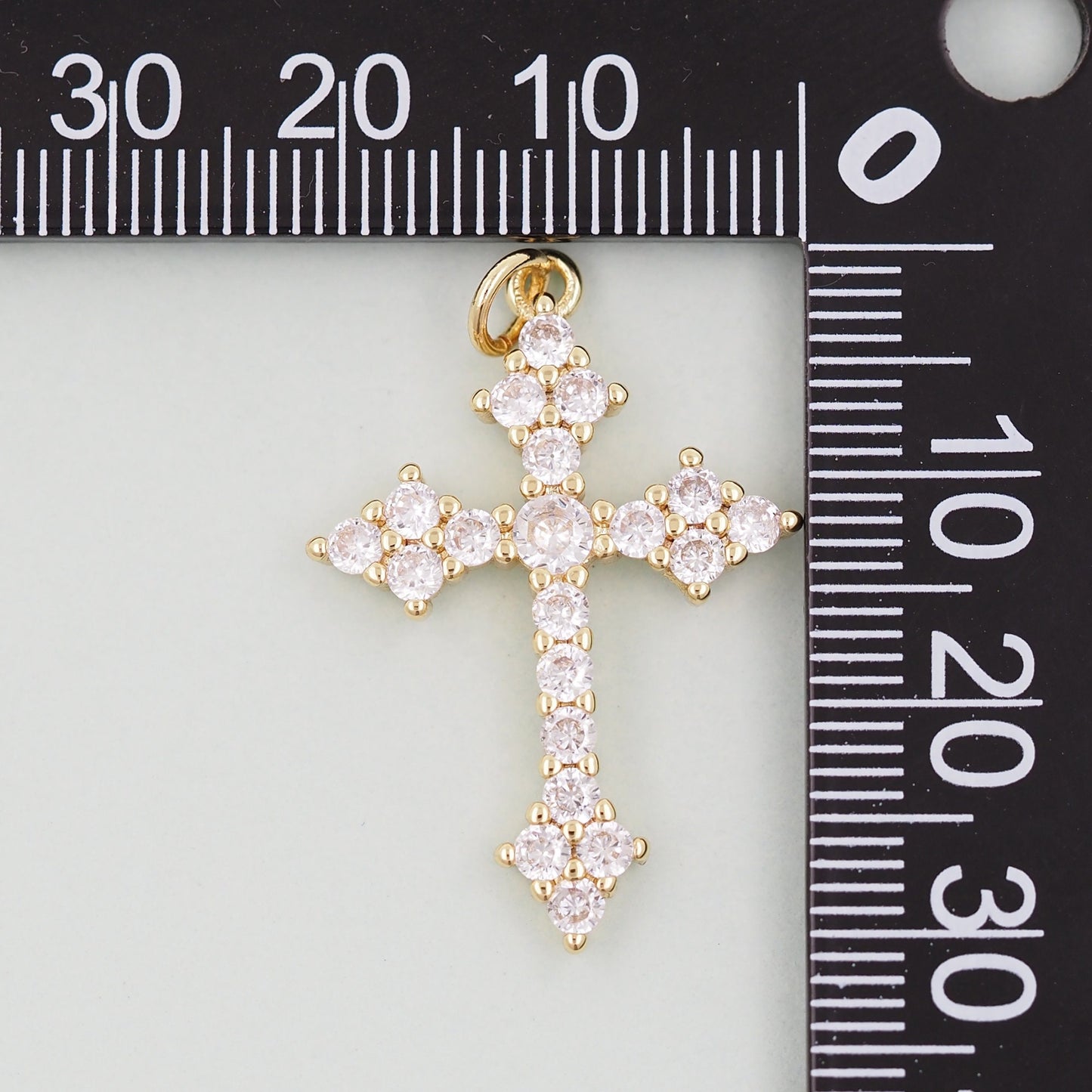 18K Gold Filled Cross Pendant,Cross Charm Bracelet Necklace for DIY Jewelry Making Supply