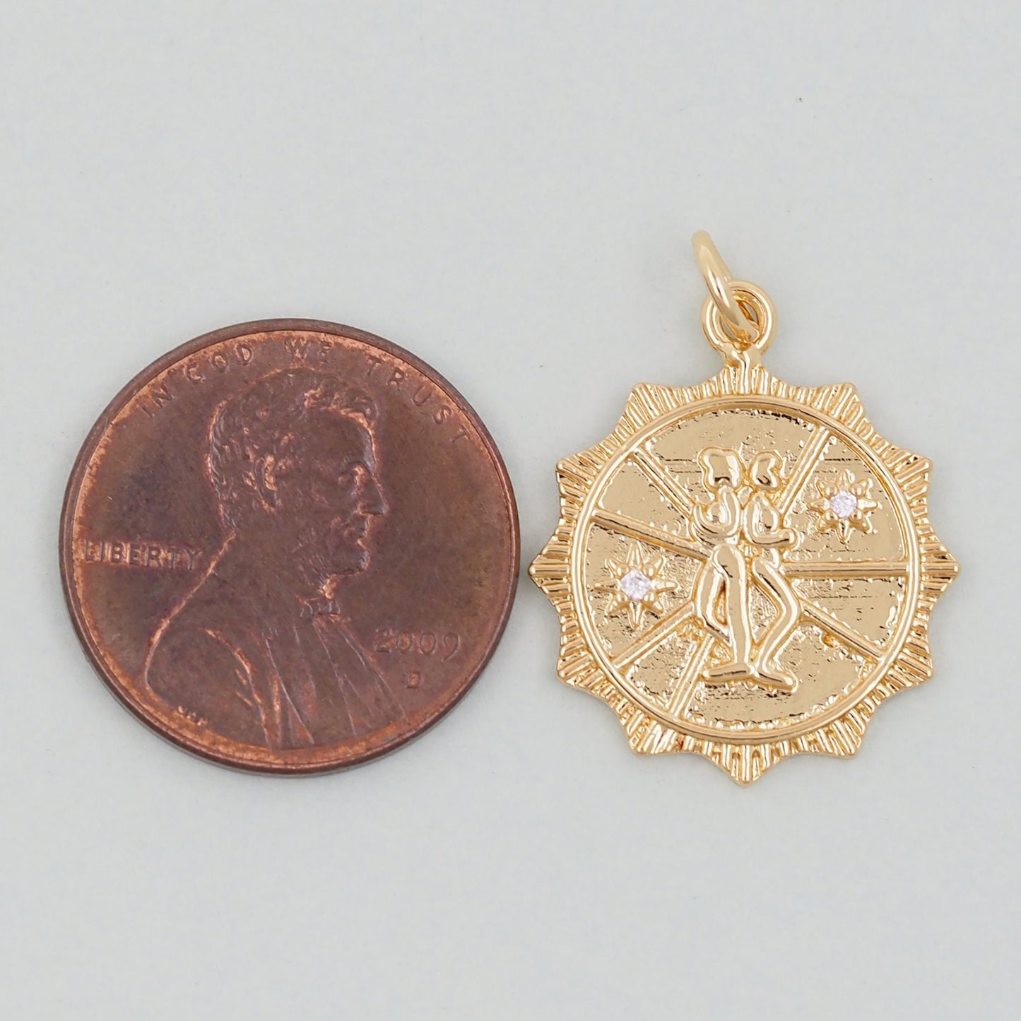 18K Gold Filled Gemini Pendant,Gemini Charm Bracelet Necklace for DIY Jewelry Making Supply
