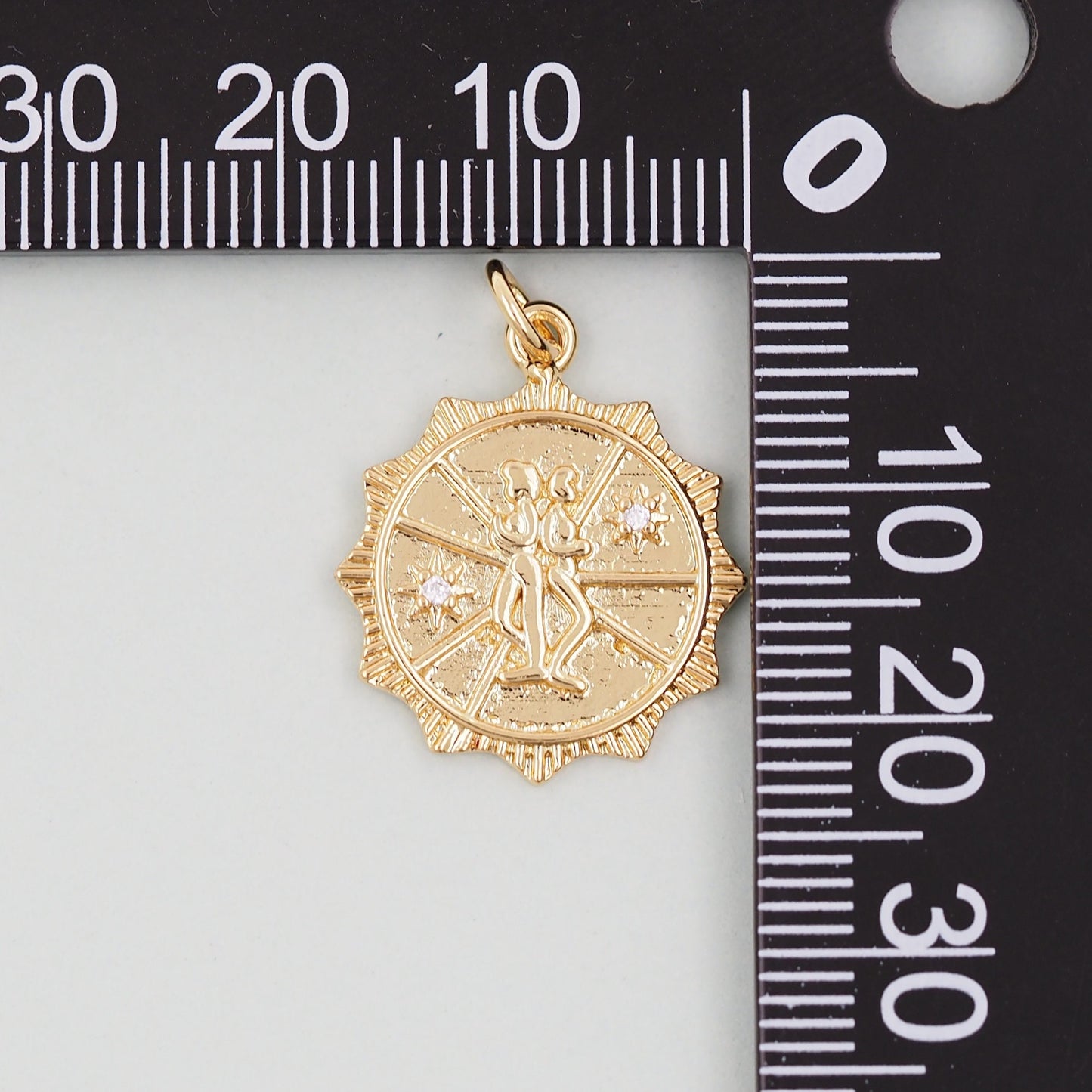 18K Gold Filled Gemini Pendant,Gemini Charm Bracelet Necklace for DIY Jewelry Making Supply