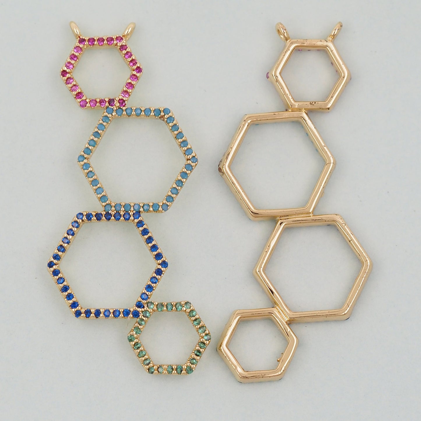 Gold Hexagon Charms,18K Gold Filled Hexagon Pendant,Hexagon Charm Bracelet Necklace for DIY Jewelry Making Supply