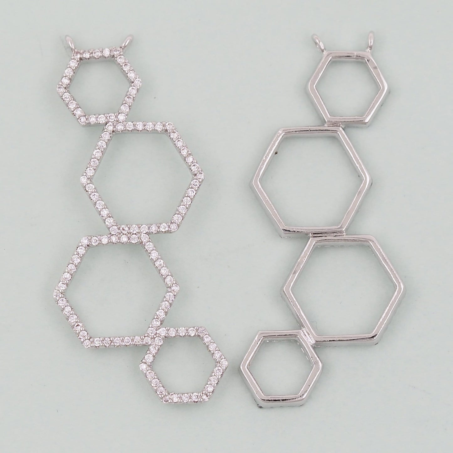 18K Gold Filled Hexagon Pendant,Hexagon Charm Bracelet Necklace for DIY Jewelry Making Supply