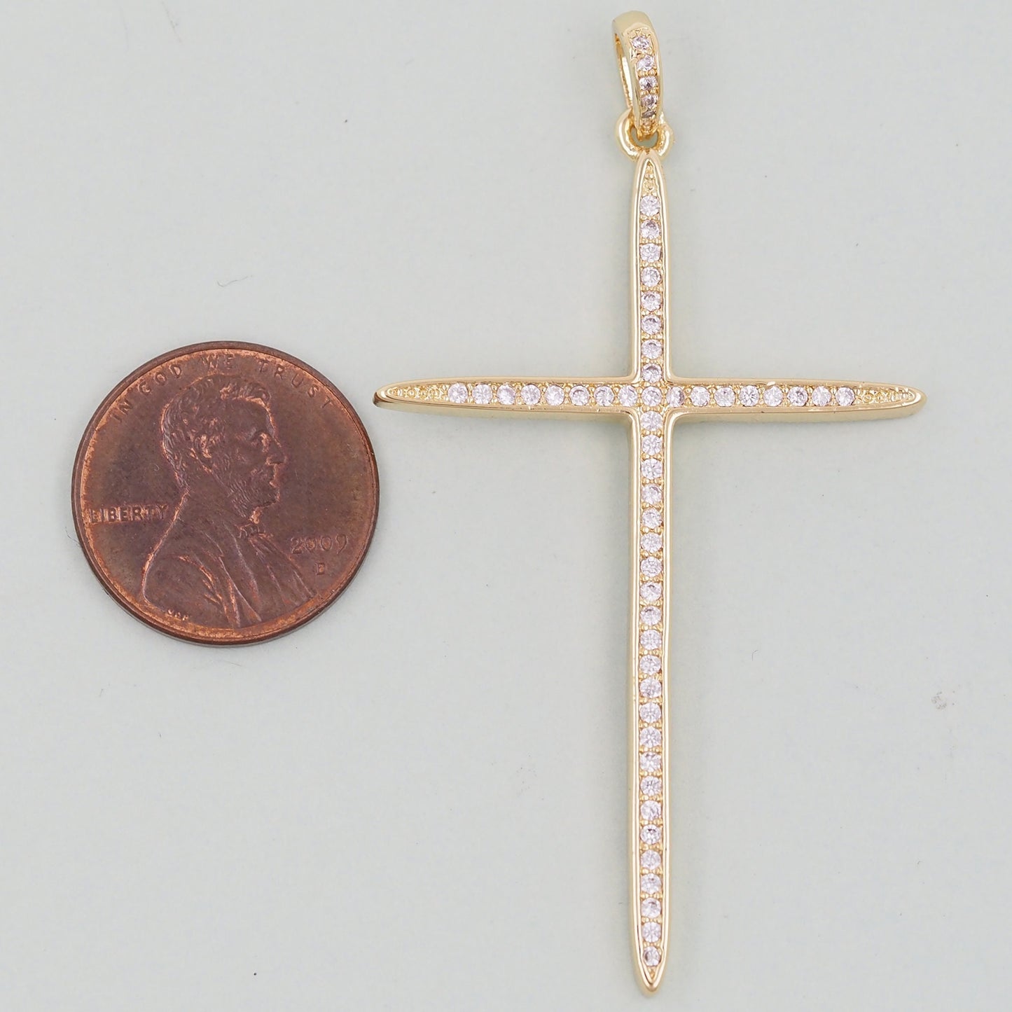 18K Gold Filled Cross Pendant,CZ Micro Pave Cross Charm Bracelet Necklace for DIY Jewelry Making Supply