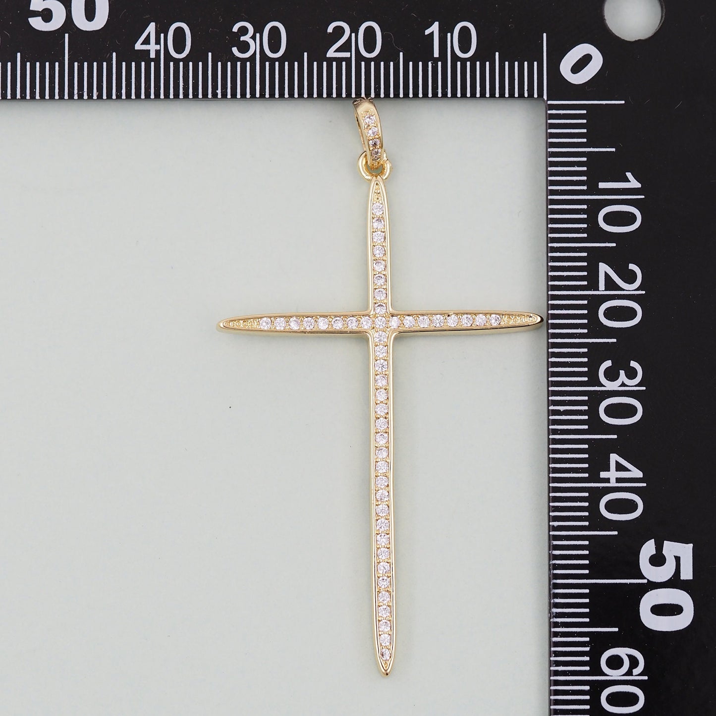18K Gold Filled Cross Pendant,CZ Micro Pave Cross Charm Bracelet Necklace for DIY Jewelry Making Supply