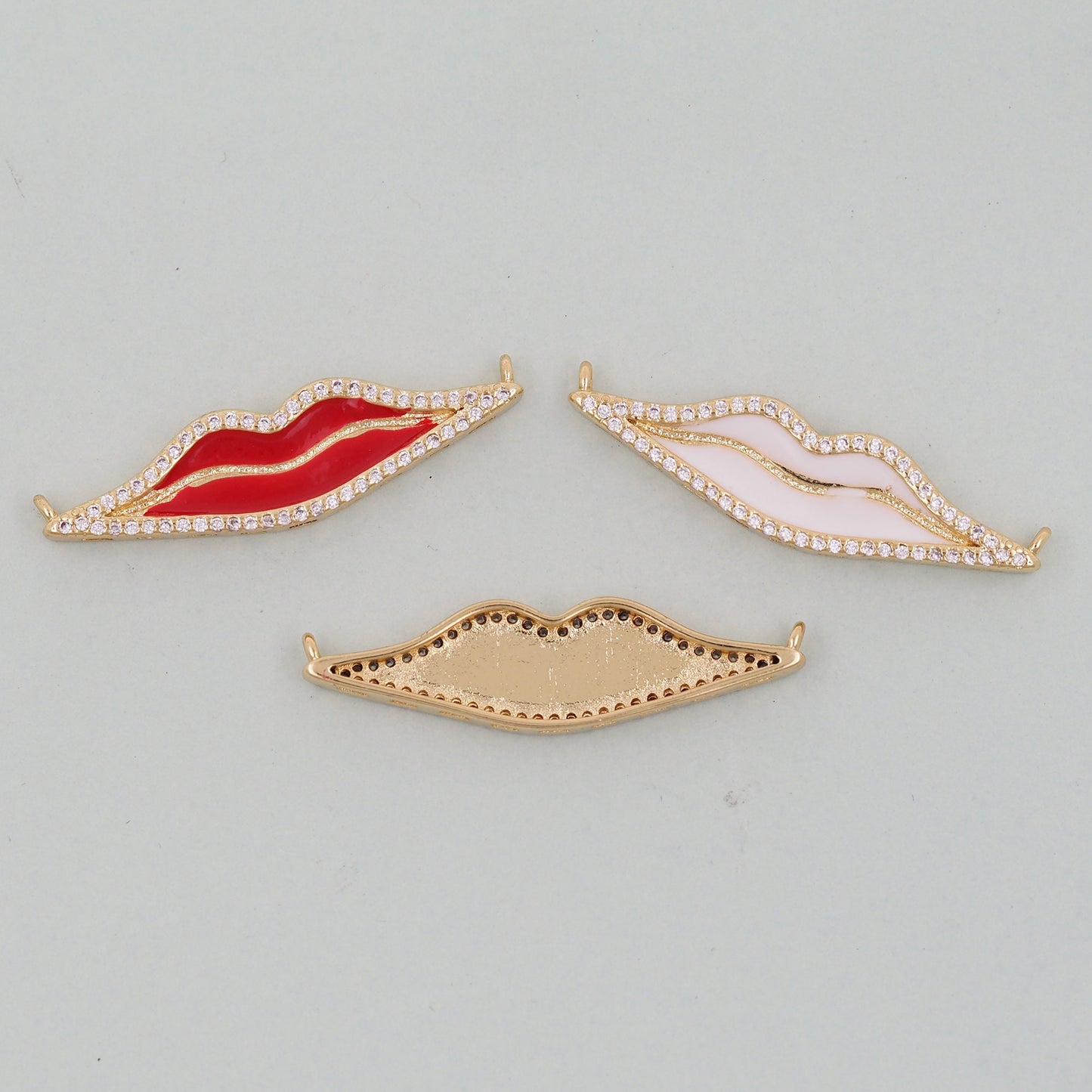18K Gold Filled Lips Pendant,Lips Charm Bracelet Necklace for DIY Jewelry Making Supply