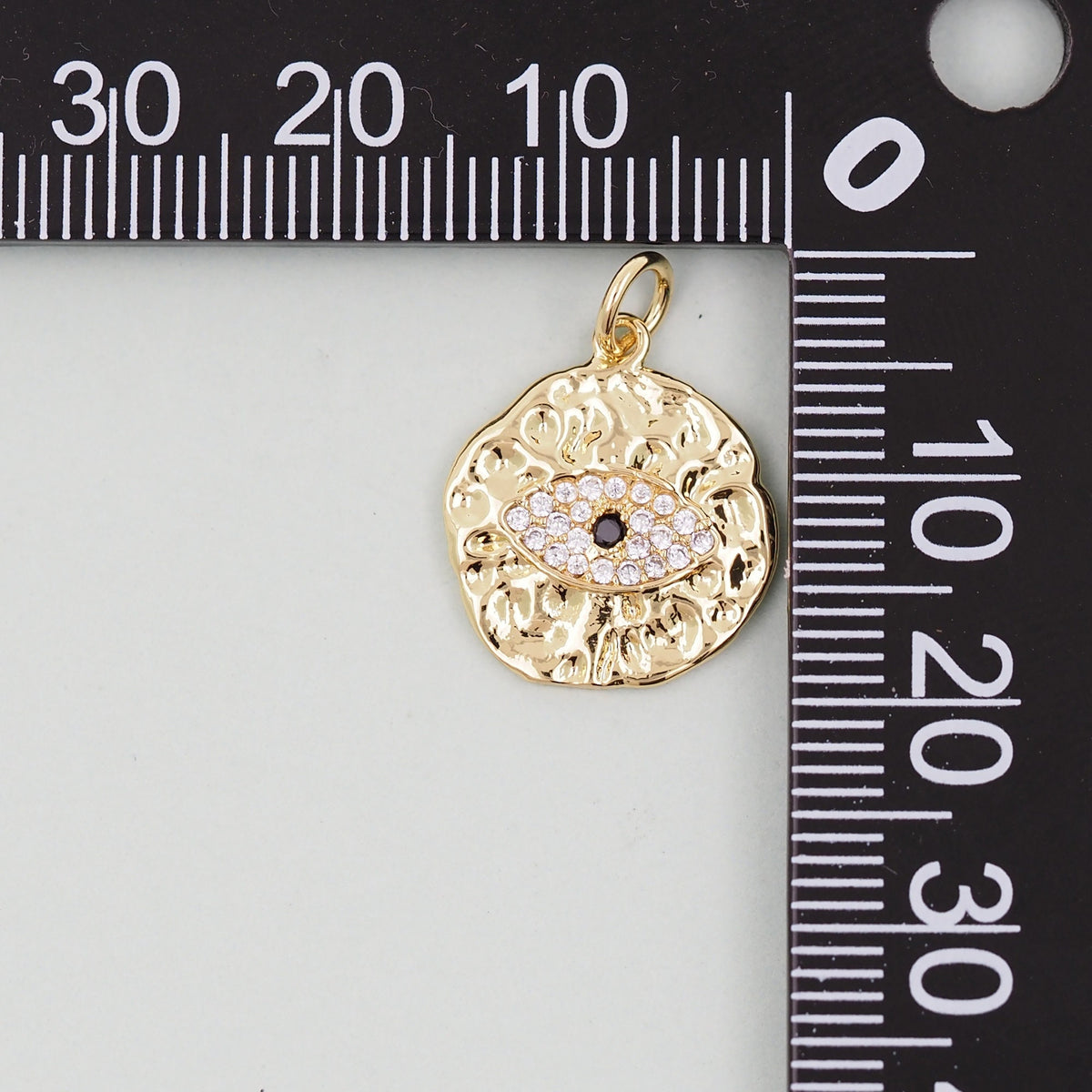 18K Gold Filled Evil Eye Pendant,CZ Micro Pave Evil Eye Charm Bracelet Necklace for DIY Jewelry Making Supply