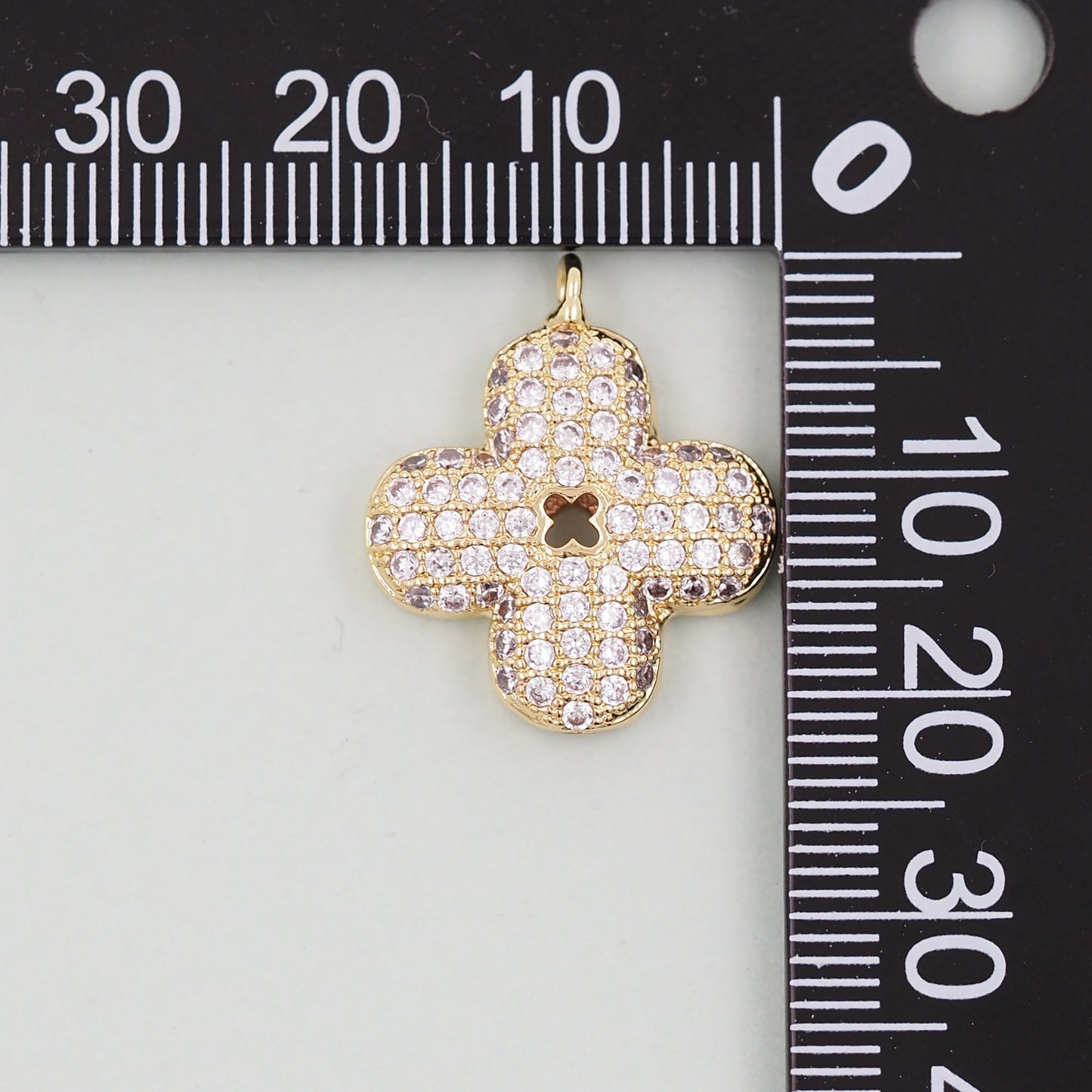 18K Gold Filled Flower Pendant,CZ Micro Pave Flower Charm Bracelet Necklace for DIY Jewelry Making Supply