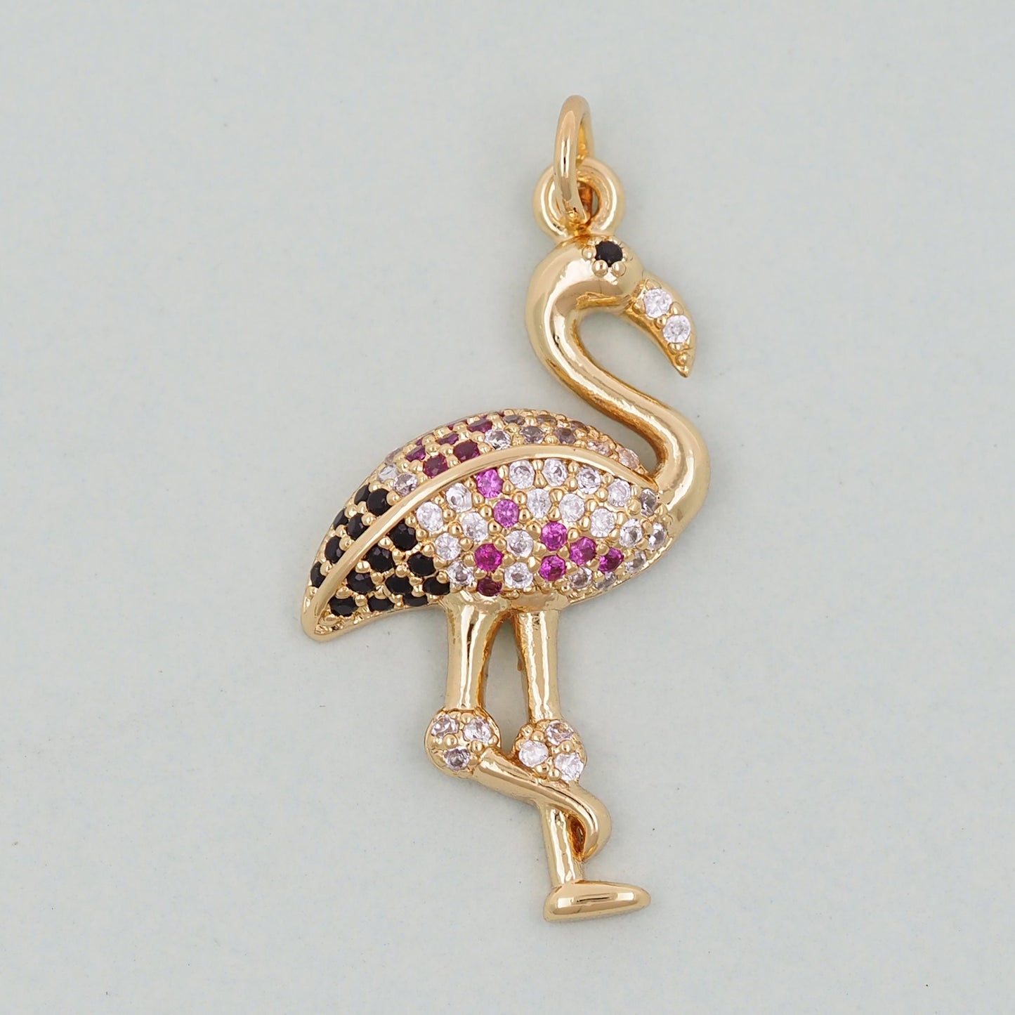 18K Gold Filled Bird Pendant,CZ Micro Pave Bird Charm Bracelet Necklace for DIY Jewelry Making Supply