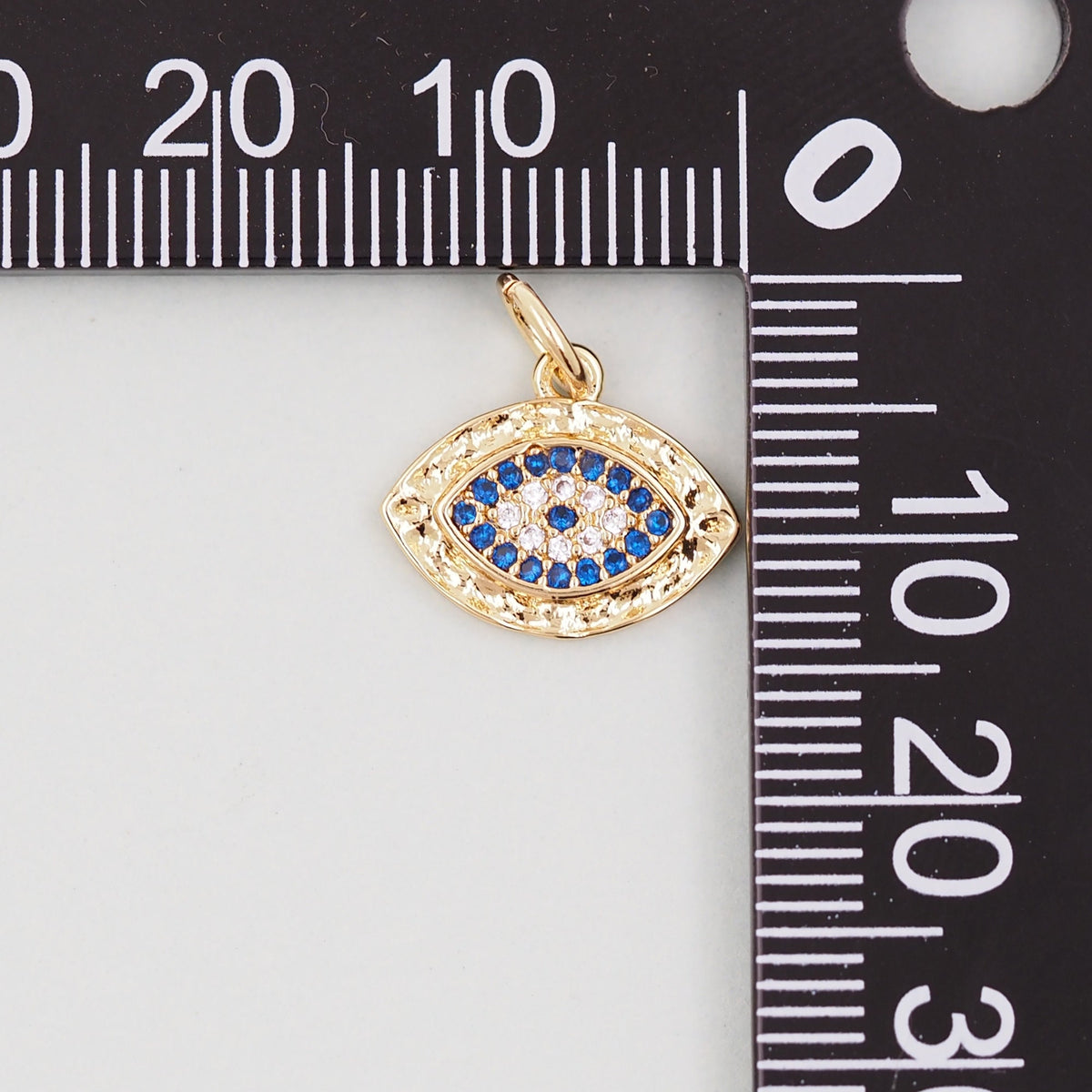 18K Gold Filled Cubic Zirconia Evil Eye Charm Pendant for Jewelry Making