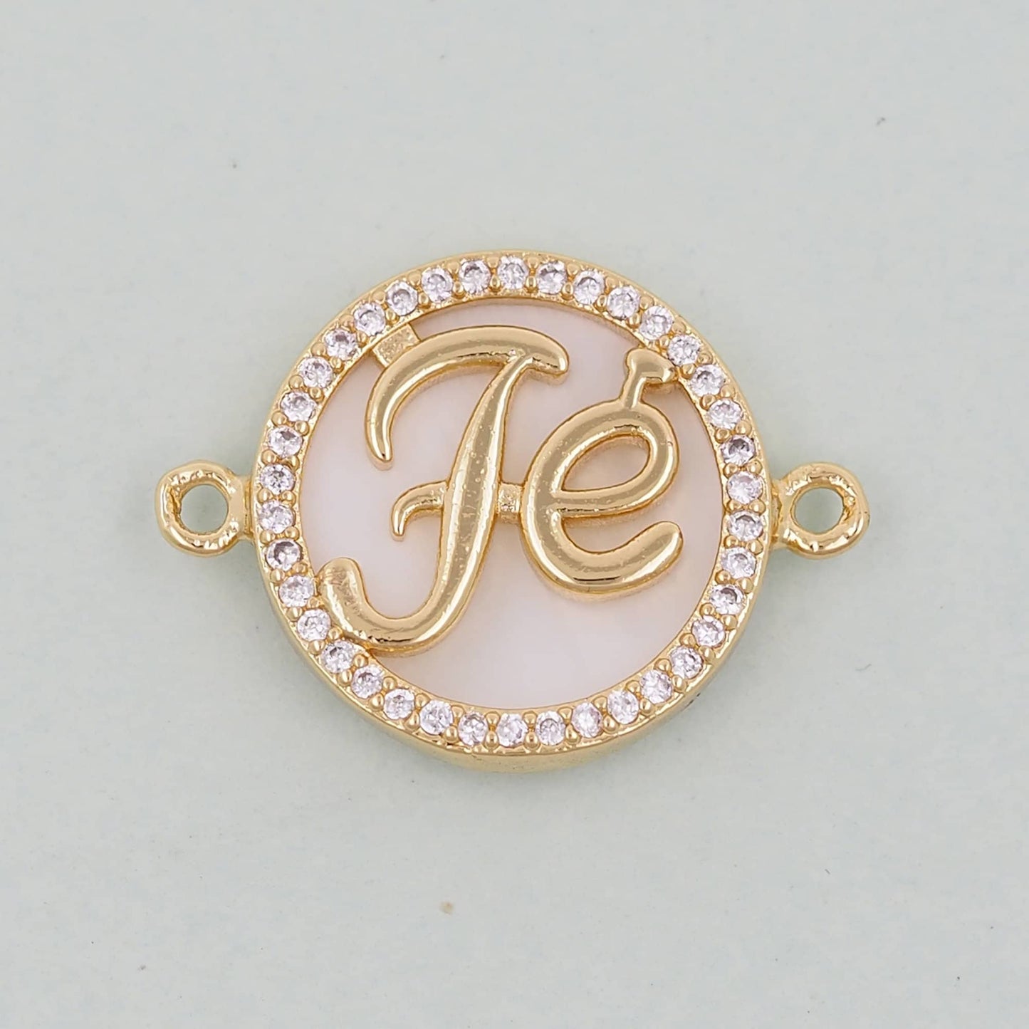 Gold Fe Charms,18K Gold Filled Round Connector Pendant,Shell Charm Bracelet Necklace for DIY Jewelry Making Supply