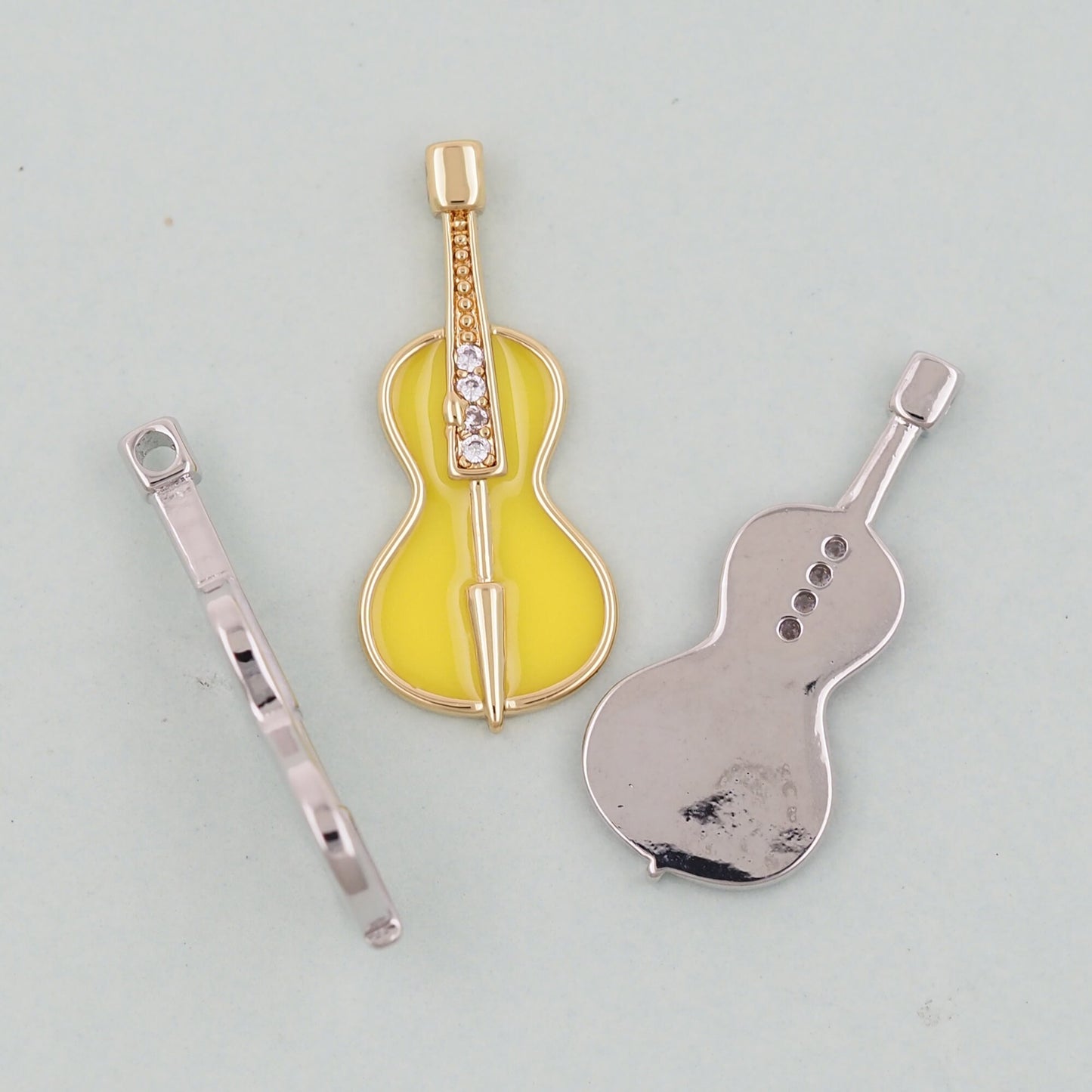 Gold violin Charms,18K Gold Filled violin Pendant,violin Charm Bracelet Necklace for DIY Jewelry Making Supply
