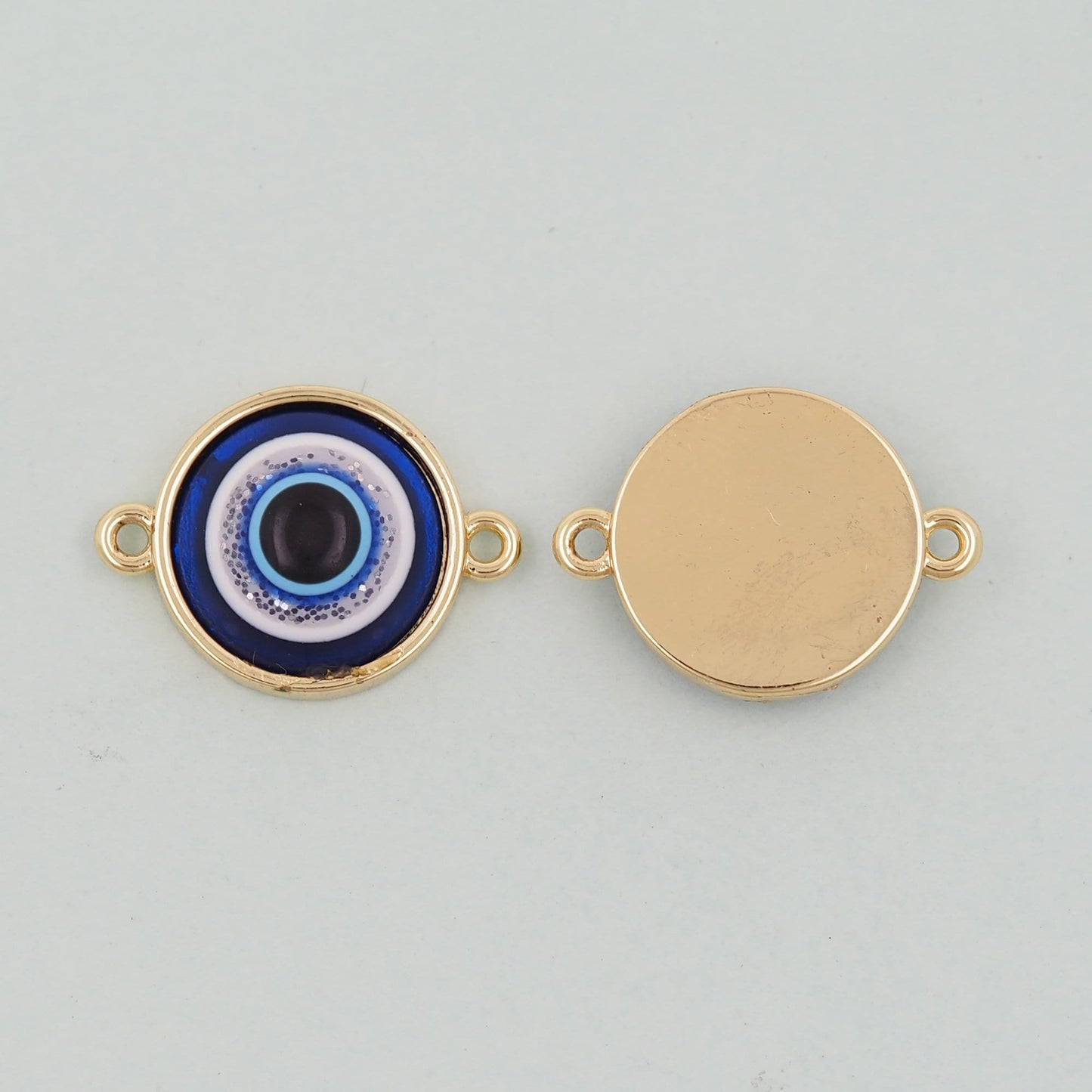 Gold Evil Eye Charms,18K Gold Filled Evil Eye Pendant,Evil Eye Connector Charm Bracelet Necklace for DIY Jewelry Making Supply