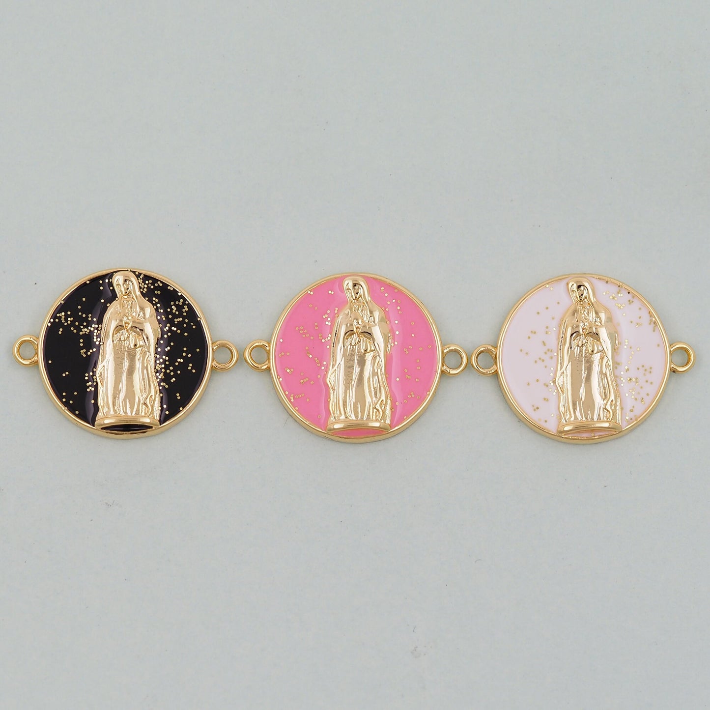 Gold Virgin Mary Charms,18K Gold Filled Virgin Mary Pendant,Virgin Mary Connector Charm Bracelet Necklace for DIY Jewelry Making Supply