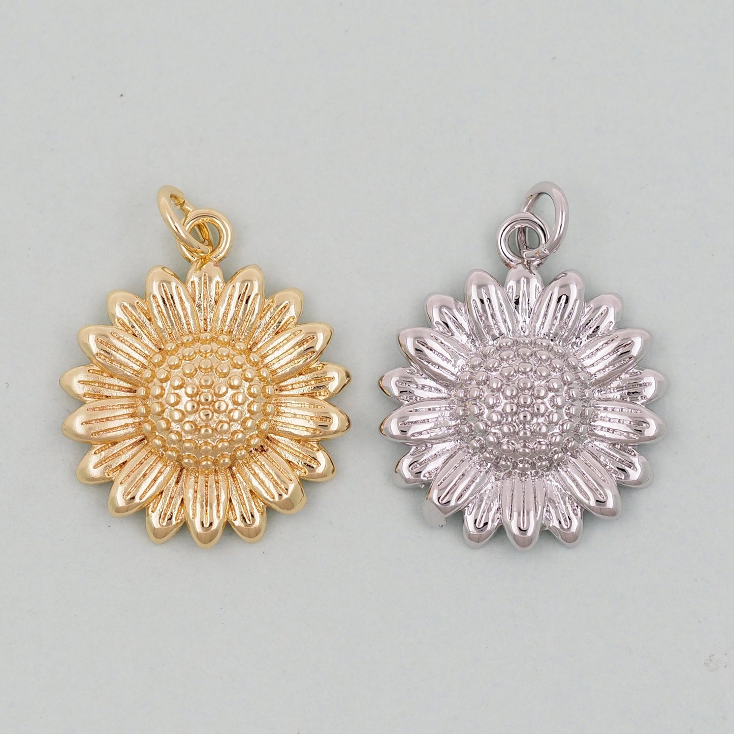 Gold Sunflower Charms,18K Gold Filled Sunflower Pendant,Sunflower Charm Bracelet Necklace for DIY Jewelry Making Supply