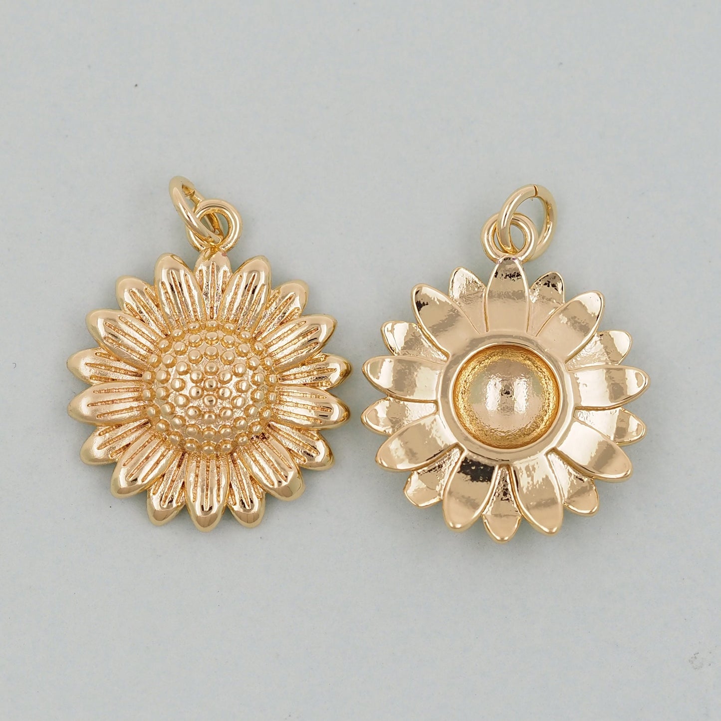 Gold Sunflower Charms,18K Gold Filled Sunflower Pendant,Sunflower Charm Bracelet Necklace for DIY Jewelry Making Supply