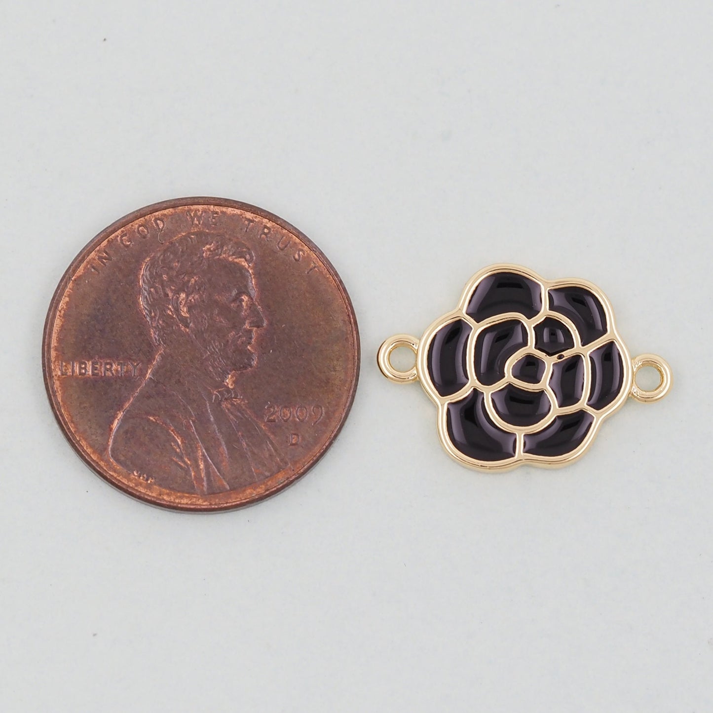 Gold Rose Charms,18K Gold Filled Rose Pendant,Rose Connector Charm Bracelet Necklace for DIY Jewelry Making Supply