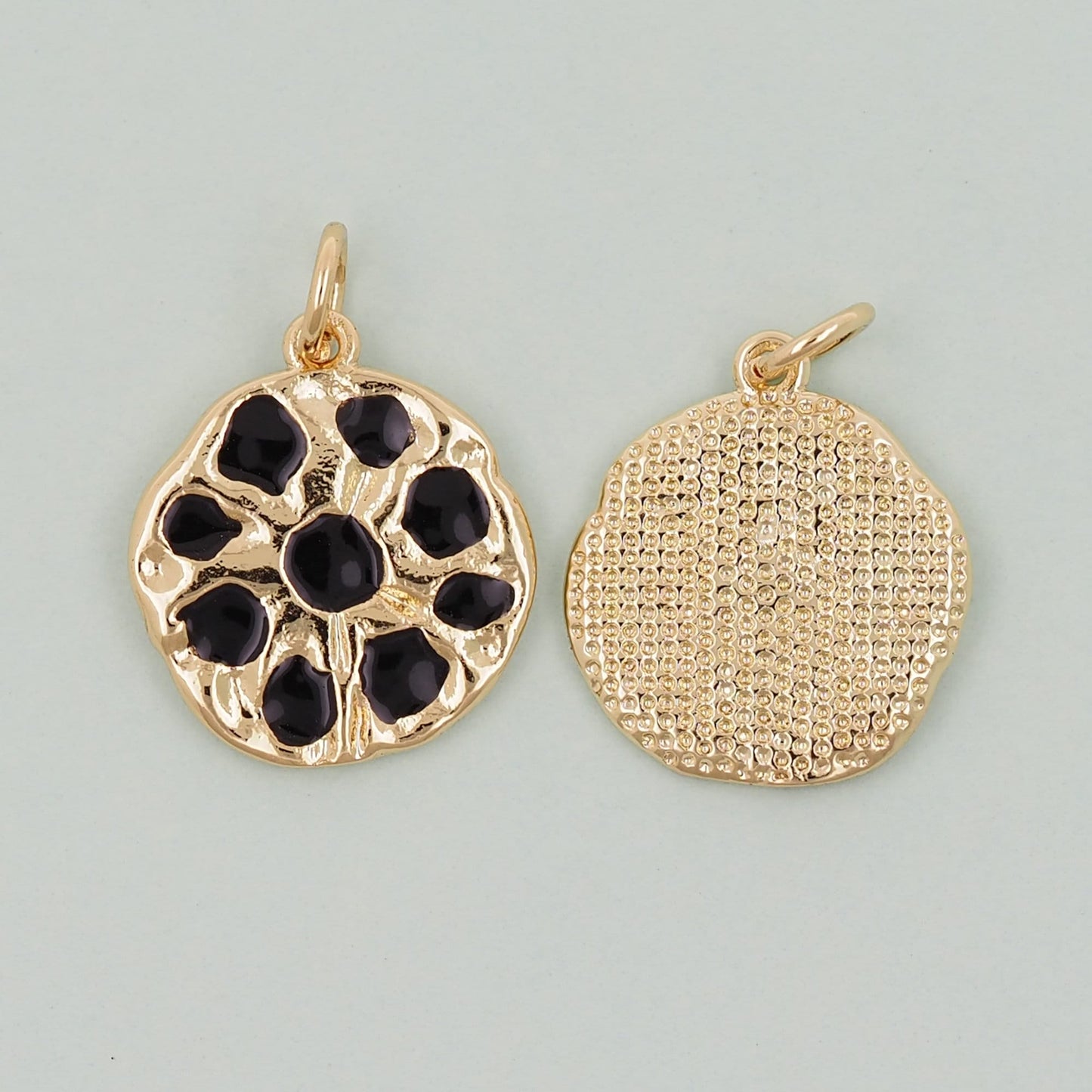 Gold Round Charms,18K Gold Filled Round Pendant,Round Charm Bracelet Necklace for DIY Jewelry Making Supply