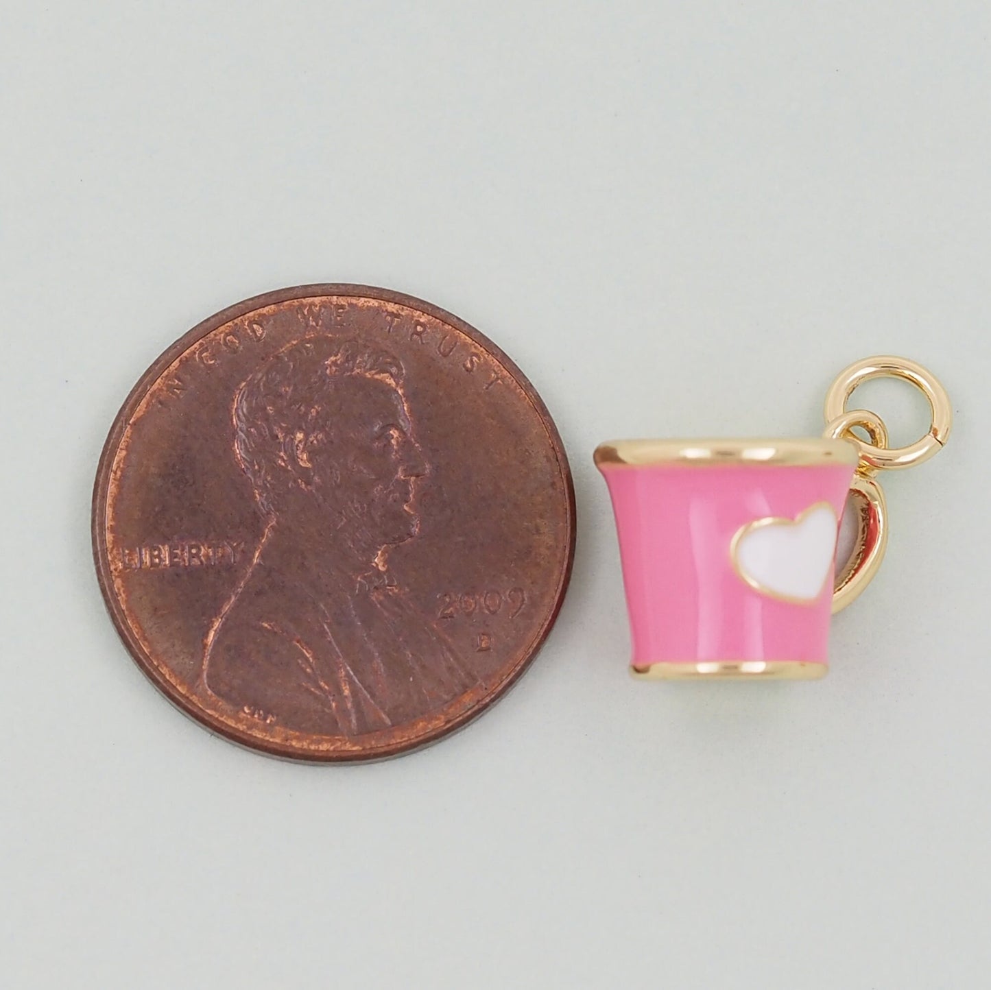 Gold cup Charms,18K Gold Filled cup Pendant,cup Heart Charm Bracelet Necklace for DIY Jewelry Making Supply