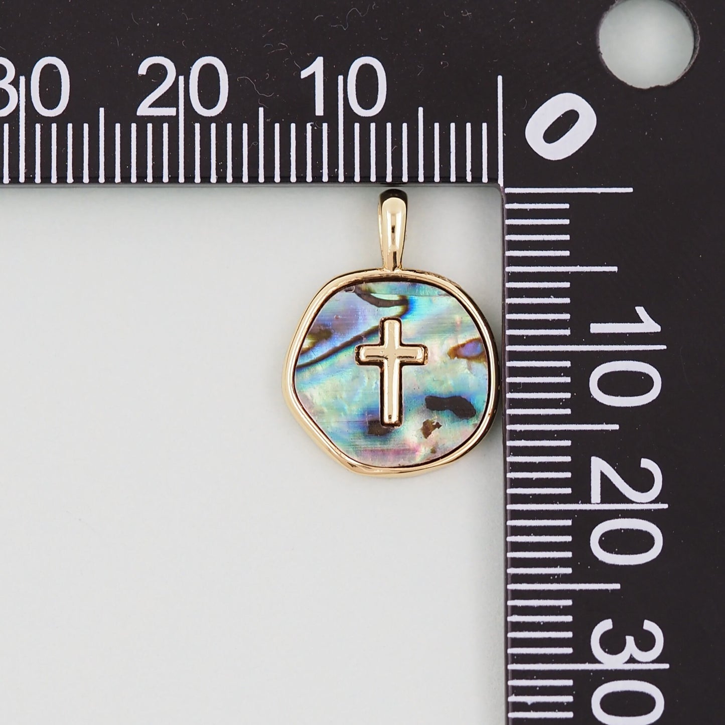 Gold Cross Charms,18K Gold Filled Shell Cross Pendant,Religious Charm Bracelet Necklace for DIY Jewelry Making Supply