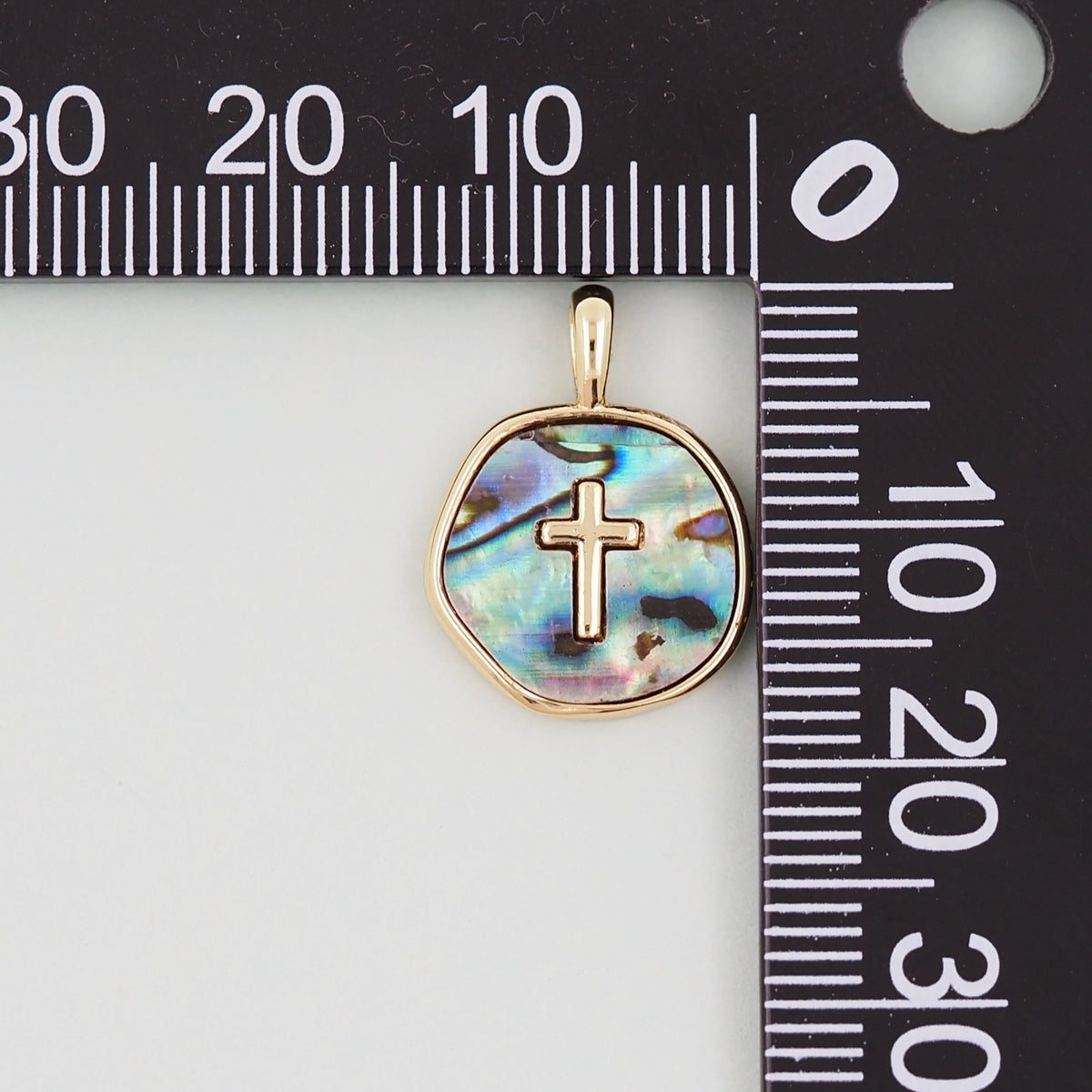 Gold Cross Charms,18K Gold Filled Shell Cross Pendant,Religious Charm Bracelet Necklace for DIY Jewelry Making Supply