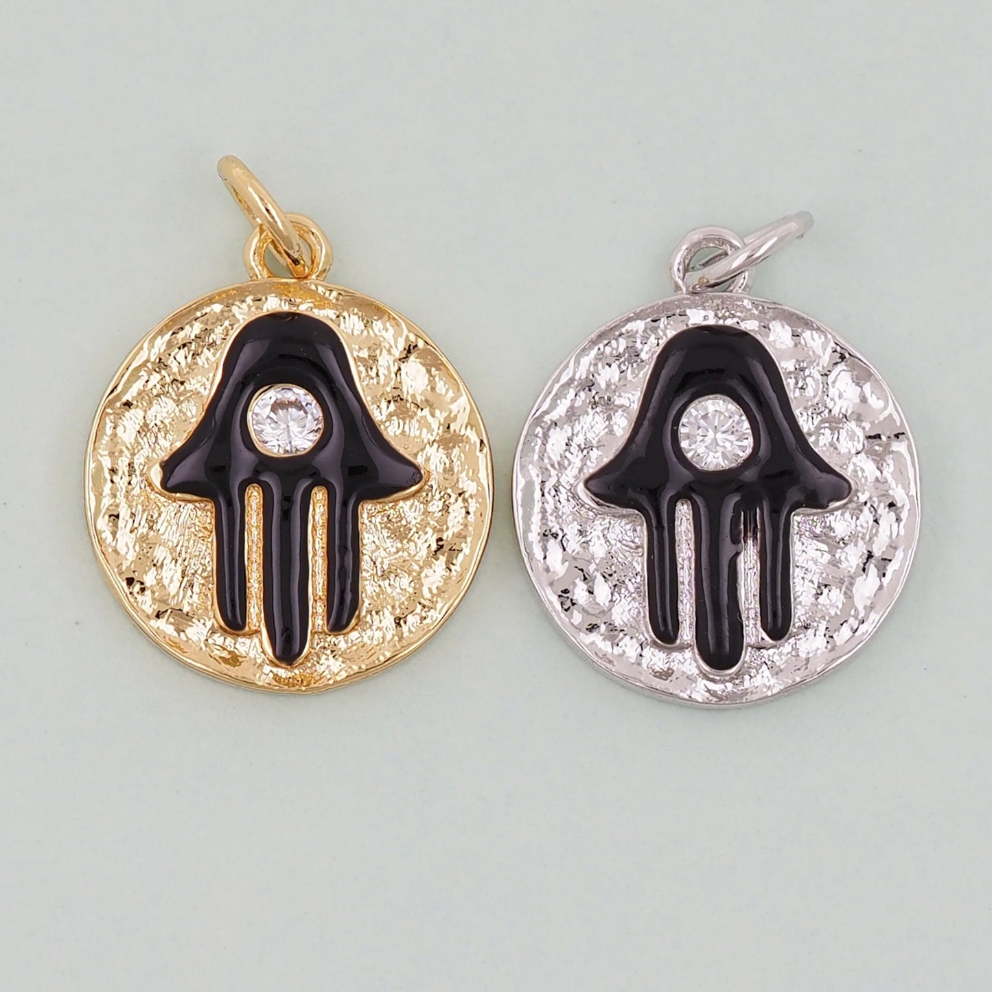 Gold Hamsa Connector Charms,18K Gold Filled Hamsa Pendant,CZ Micro Pave Hamsa Charm Bracelet Necklace for DIY Jewelry Making Supply