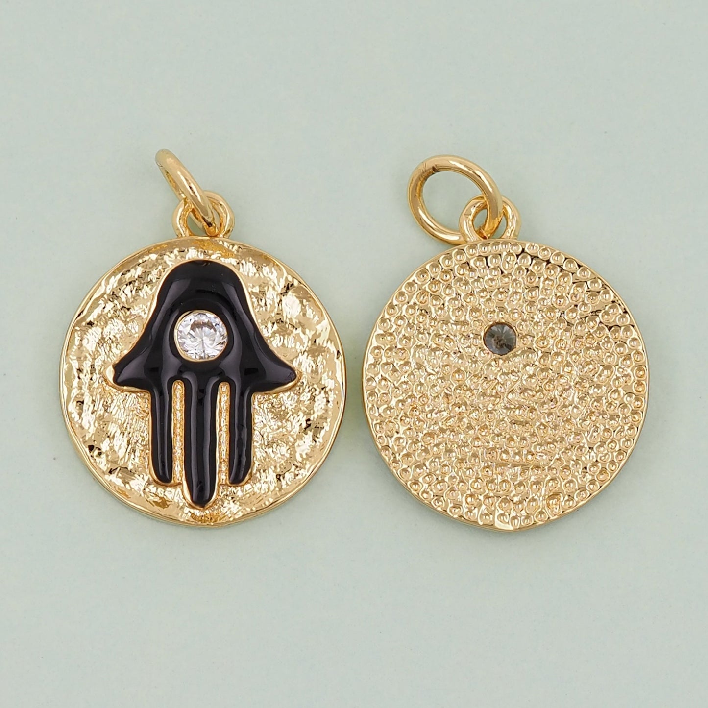 Gold Hamsa Connector Charms,18K Gold Filled Hamsa Pendant,CZ Micro Pave Hamsa Charm Bracelet Necklace for DIY Jewelry Making Supply