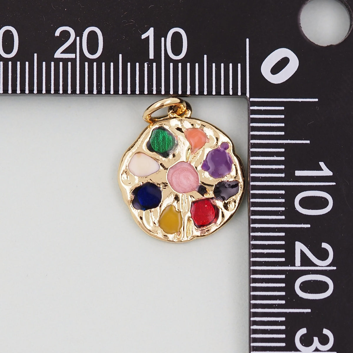 Gold Round Palette Charms,18K Gold Filled Round Pendant,Round Charm Bracelet Necklace for DIY Jewelry Making Supply
