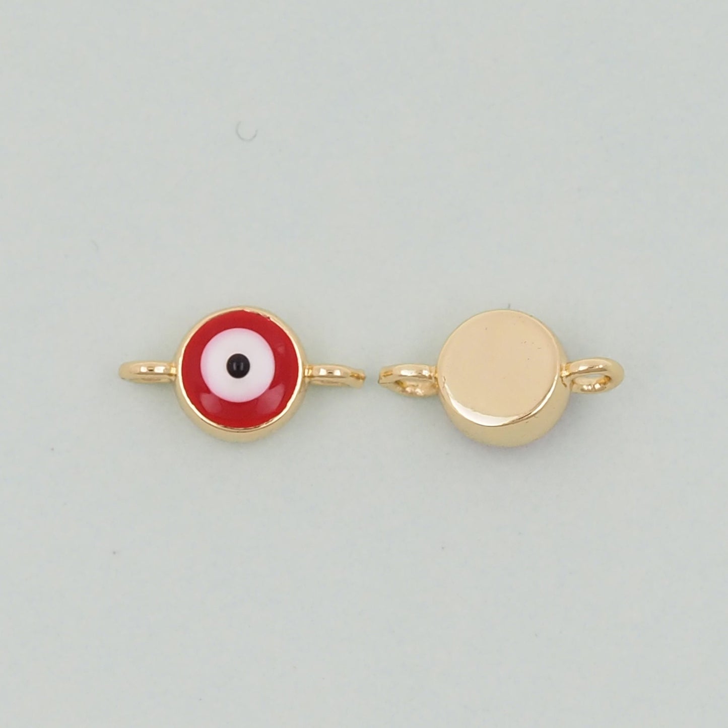 Gold Round Red Evil Eye Charms,18K Gold Filled Evil Eye Pendant,Evil Eye Charm Bracelet Necklace for DIY Jewelry Making Supply