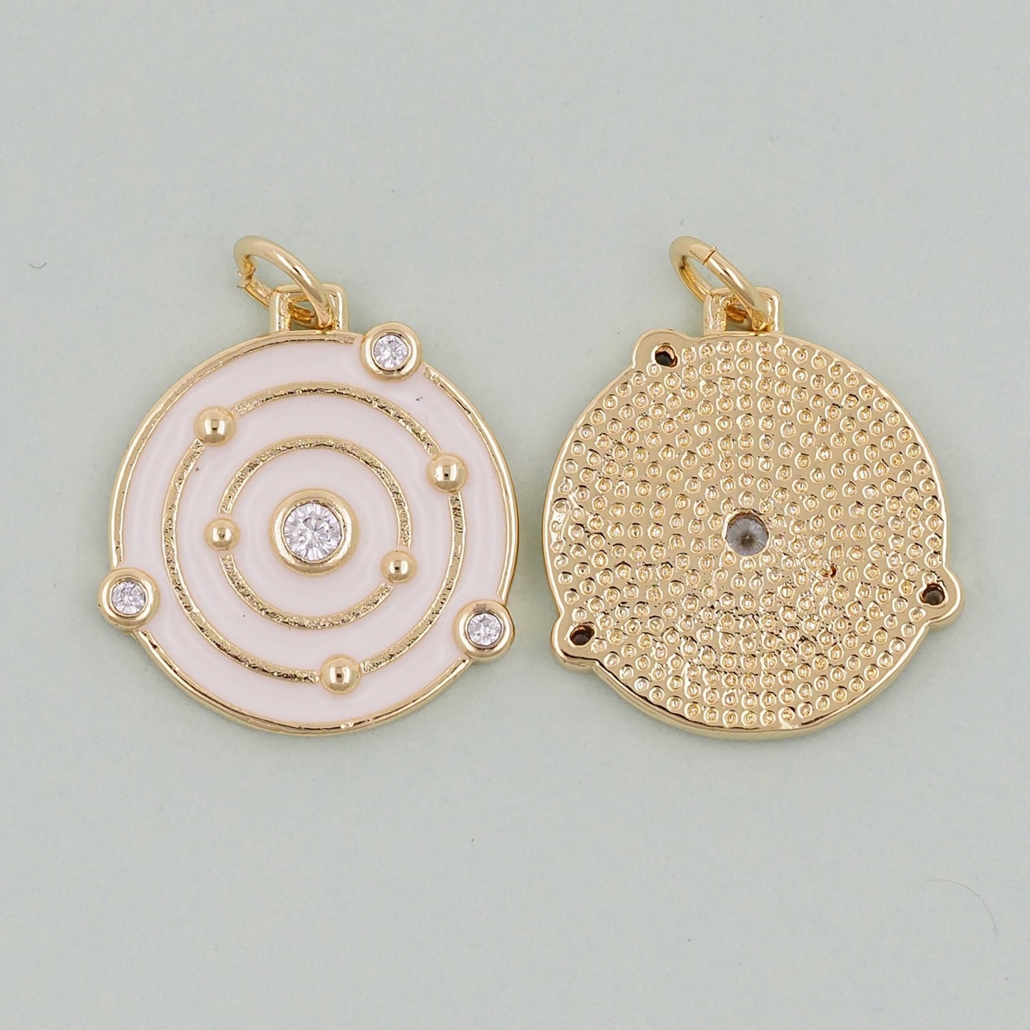 Gold Round Charms,18K Gold Filled celestial charm Pendant,universe Charm Bracelet Necklace for DIY Jewelry Making Supply