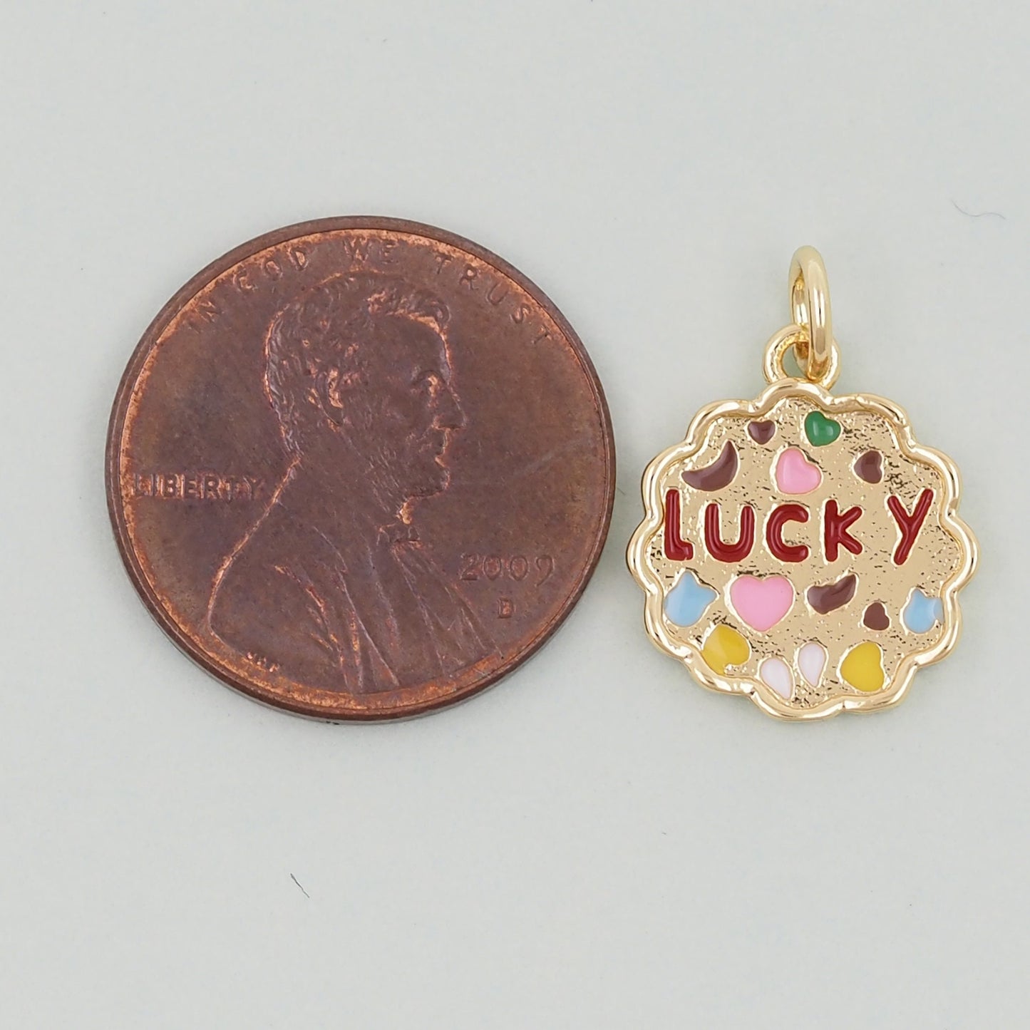 Gold lucky Charms,18K Gold Filled good luck Pendant,luck Charm Bracelet Necklace for DIY Jewelry Making Supply