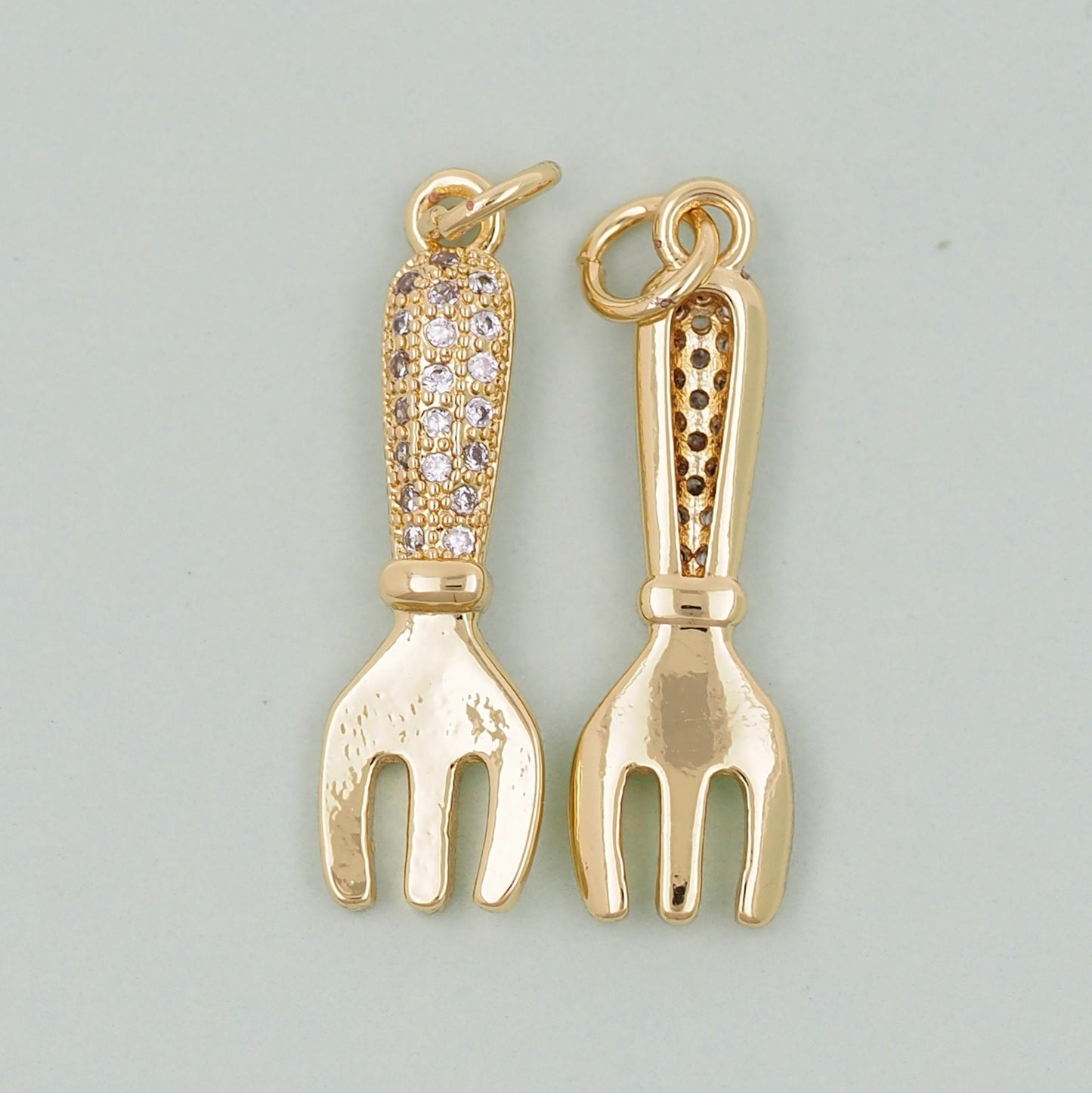 Gold Fork Charms,18K Gold Filled Fork Pendant,Fork Charm Bracelet Necklace for DIY Jewelry Making Supply