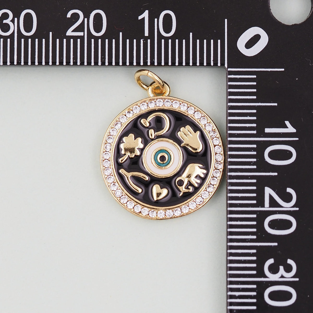 Gold Luck Charms,18K Gold Filled Round Pendant Charm Bracelet Necklace for DIY Jewelry Making Supply