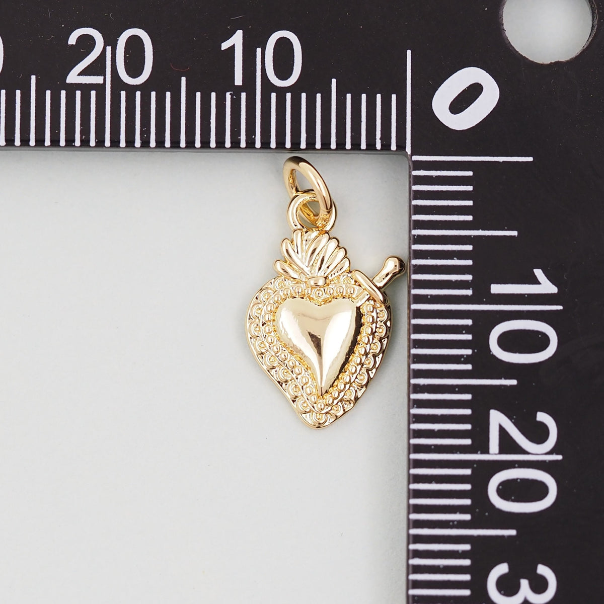 Gold sacred Heart Charms,18K Gold Filled Milagro Heart Pendant,Religious Charm Bracelet Necklace for DIY Jewelry Making Suppl