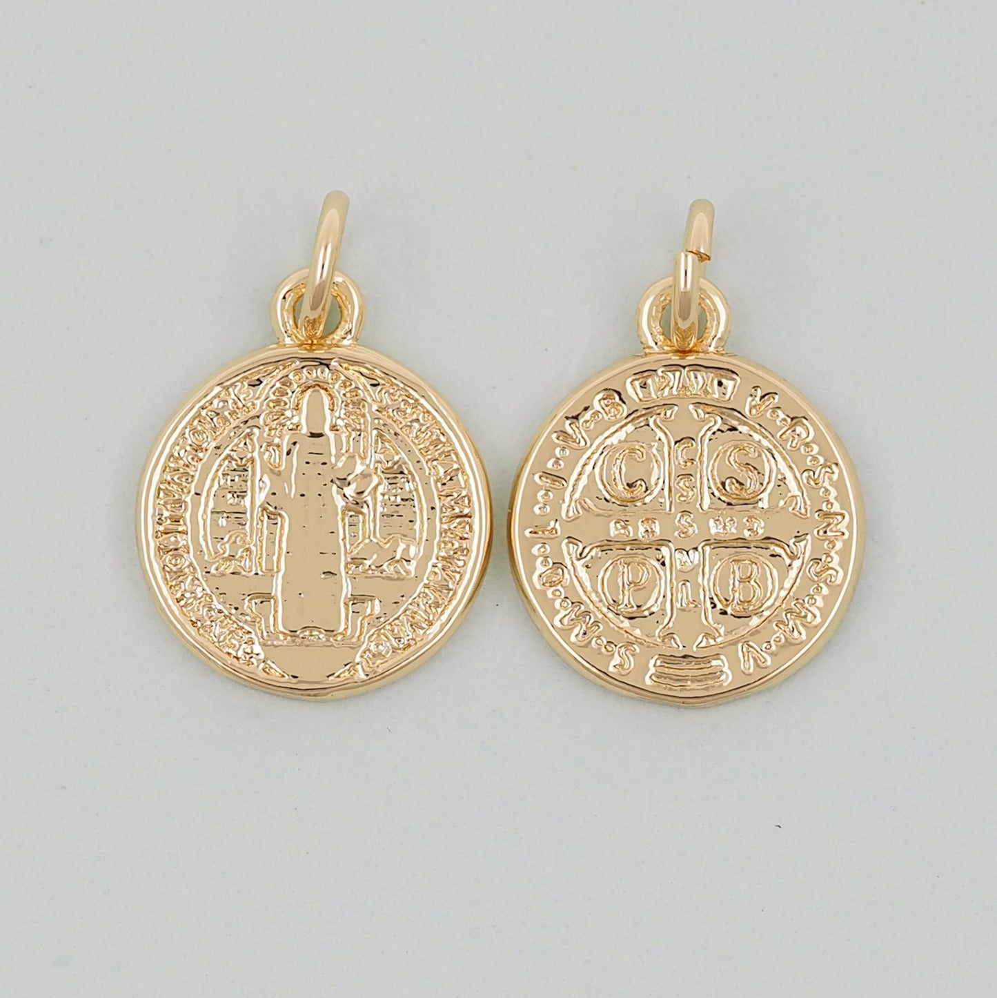 Gold Benedict Charms,18K Gold Filled Benedict Pendant,double sided Benedict Charm Bracelet Necklace for DIY Jewelry Making Supply
