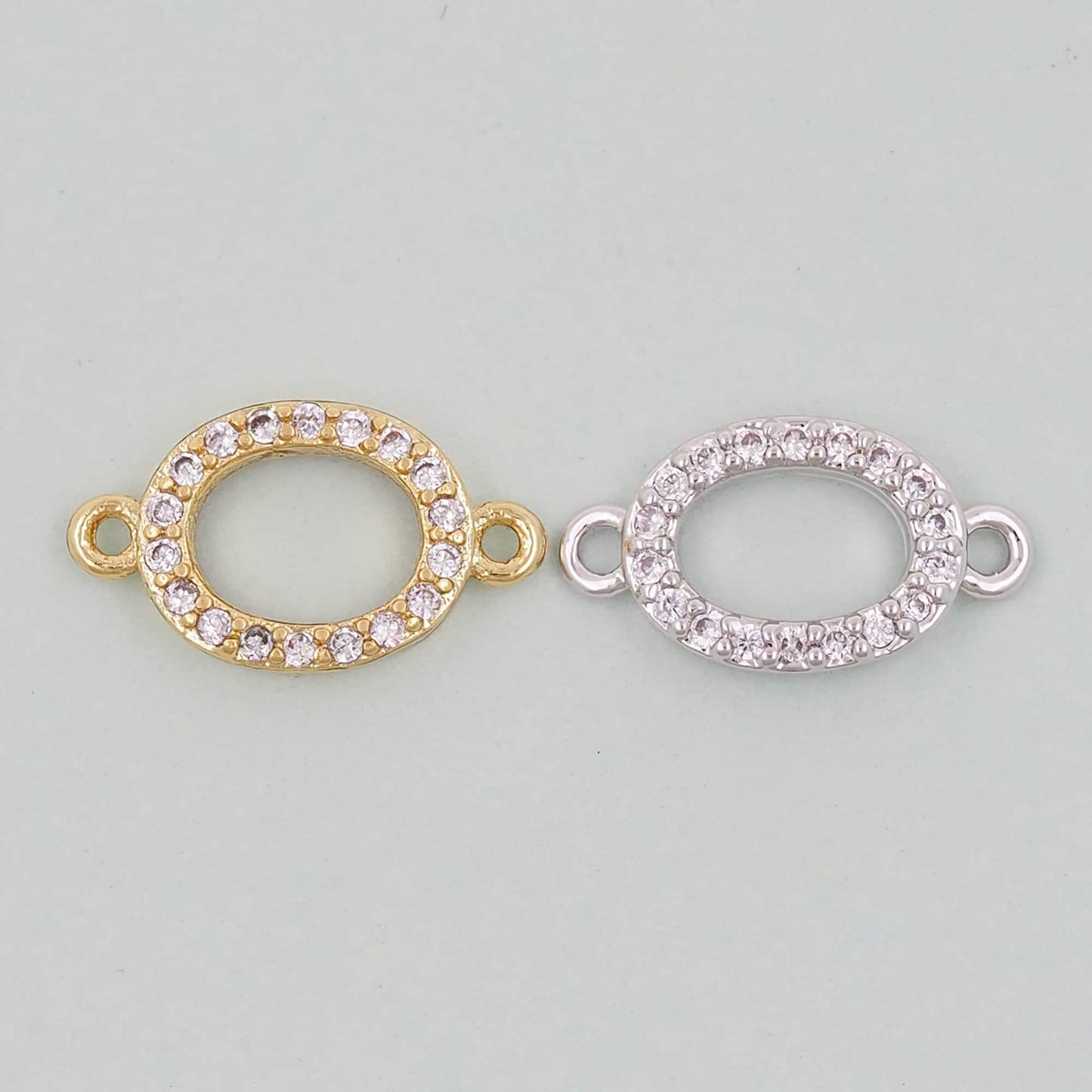 Gold Round Oval Connector Charms,18K Gold Filled Round Pendant,Round Charm Bracelet Necklace for DIY Jewelry Making Supply