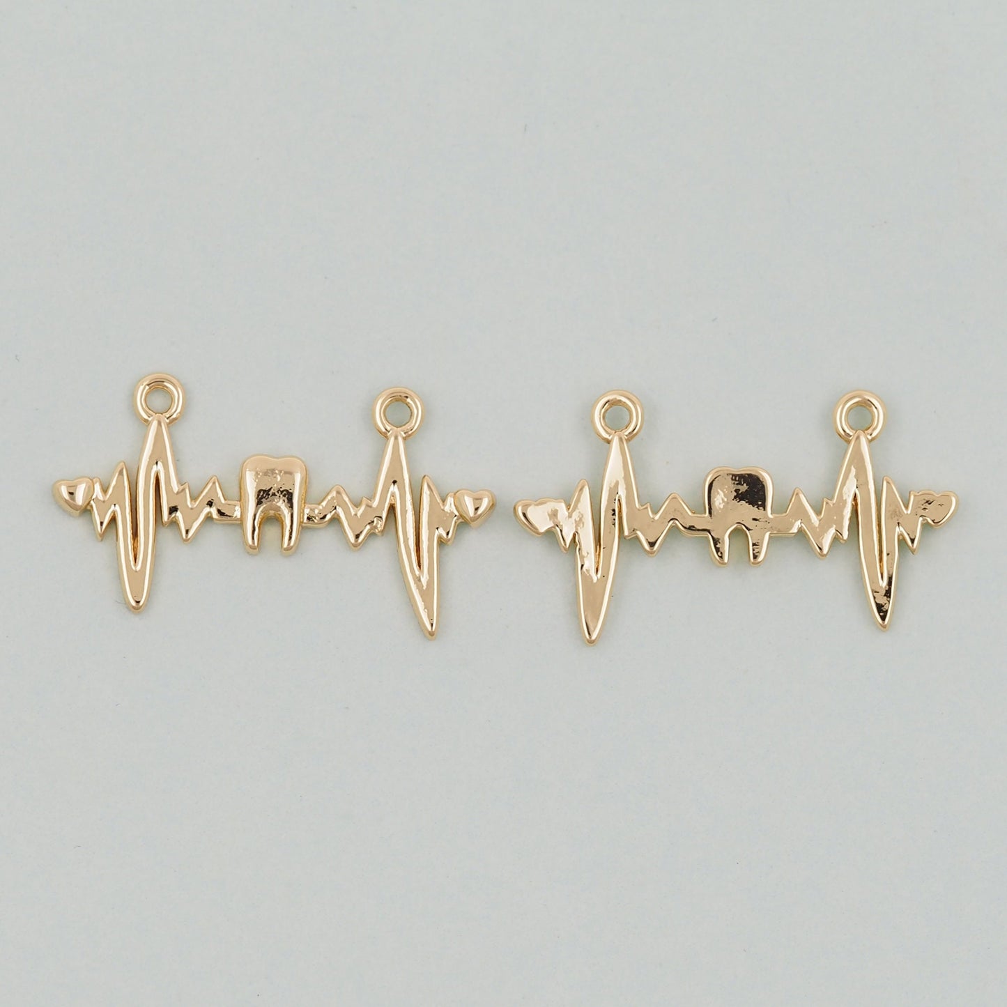 Gold Electrocardiogram ECG Charms,18K Gold Filled Electrocardiogram Pengdant Charm Bracelet Necklace for DIY Jewelry Making Supply