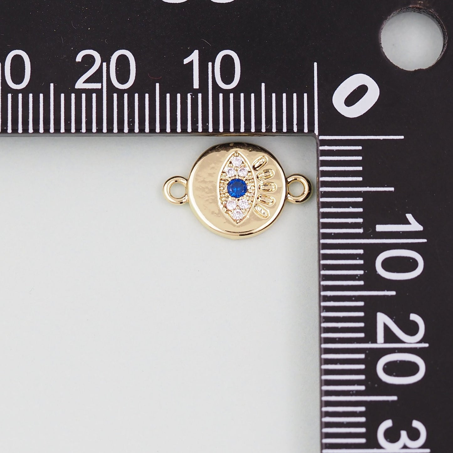 Gold Round Evil Eye Charms,18K Gold Filled Blue Evil Eye Connector Pendant Charm Bracelet Necklace for DIY Jewelry Making Supply