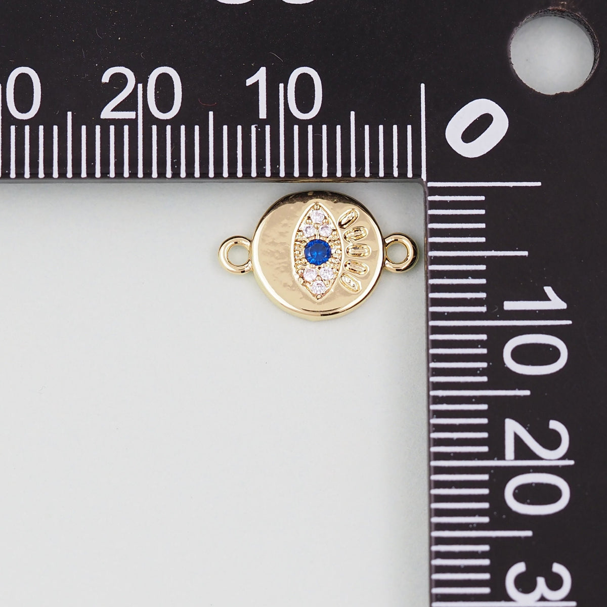 Gold Round Evil Eye Charms,18K Gold Filled Blue Evil Eye Connector Pendant Charm Bracelet Necklace for DIY Jewelry Making Sup