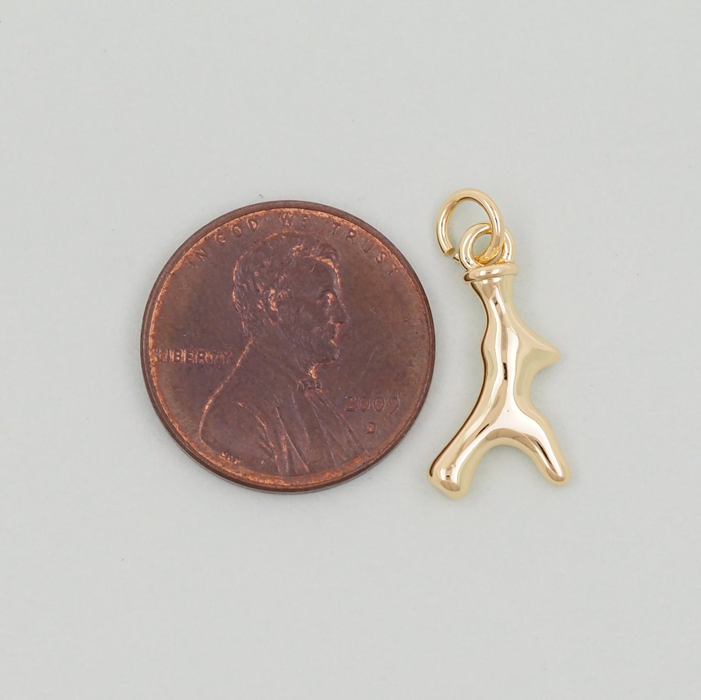 Gold geometry Charm,18K Gold Filled Geometric Pendant,elk horns Charm Bracelet Necklace for DIY Jewelry Making Supply