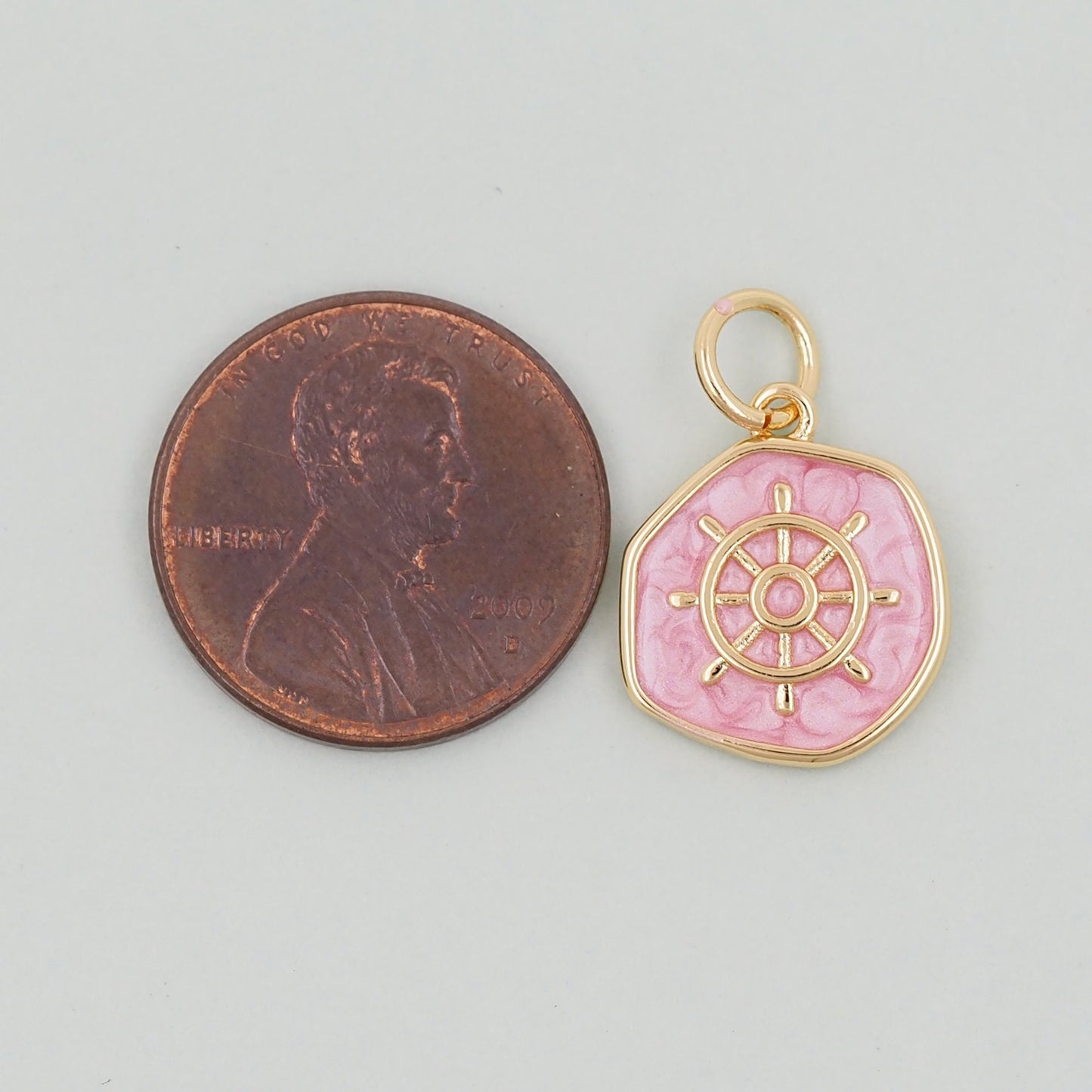 18K Gold Filled rudder Pendant,Enamel rudder Charm Bracelet Necklace for DIY Jewelry Making Supply