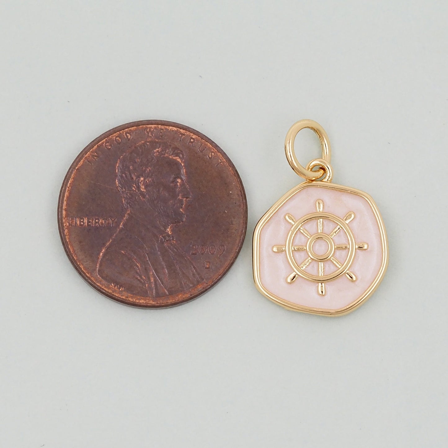 18K Gold Filled rudder Pendant,Enamel rudder Charm Bracelet Necklace for DIY Jewelry Making Supply