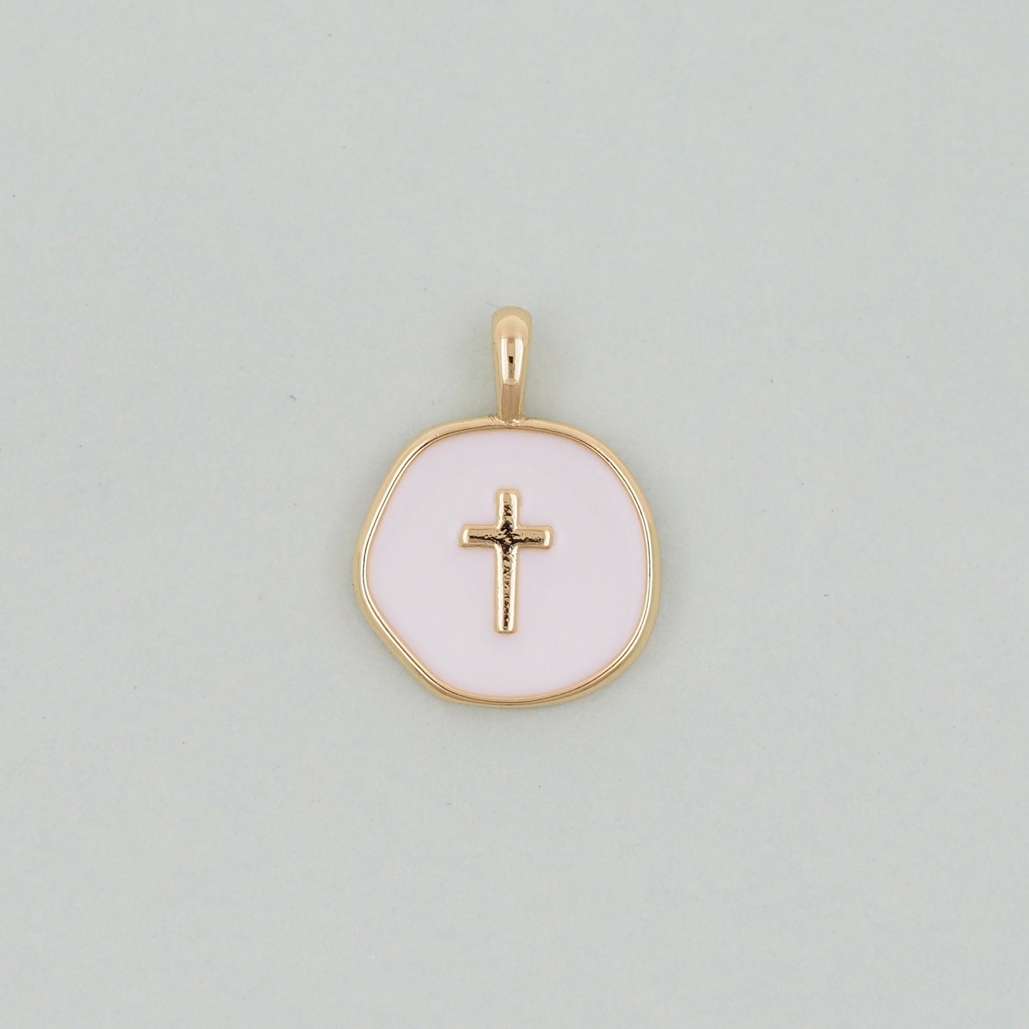 18K Gold Filled Cross Pendant,Enamel Cross Charm Bracelet Necklace for DIY Jewelry Making Supply