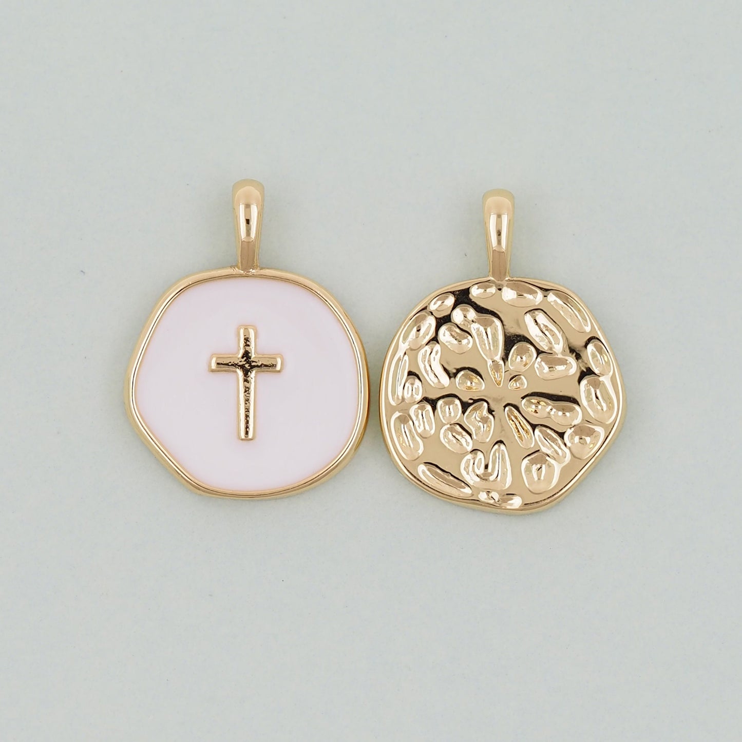 18K Gold Filled Cross Pendant,Enamel Cross Charm Bracelet Necklace for DIY Jewelry Making Supply