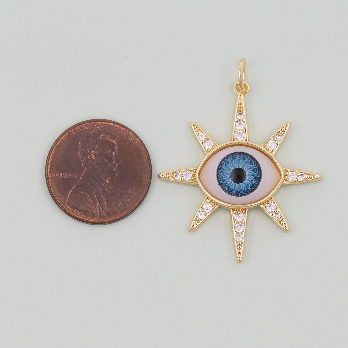 Gold Evil Eye Charms,18K Gold Filled Evil Eye Pendant,Sun Evil Eye Charm Bracelet Necklace for DIY Jewelry Making Supply