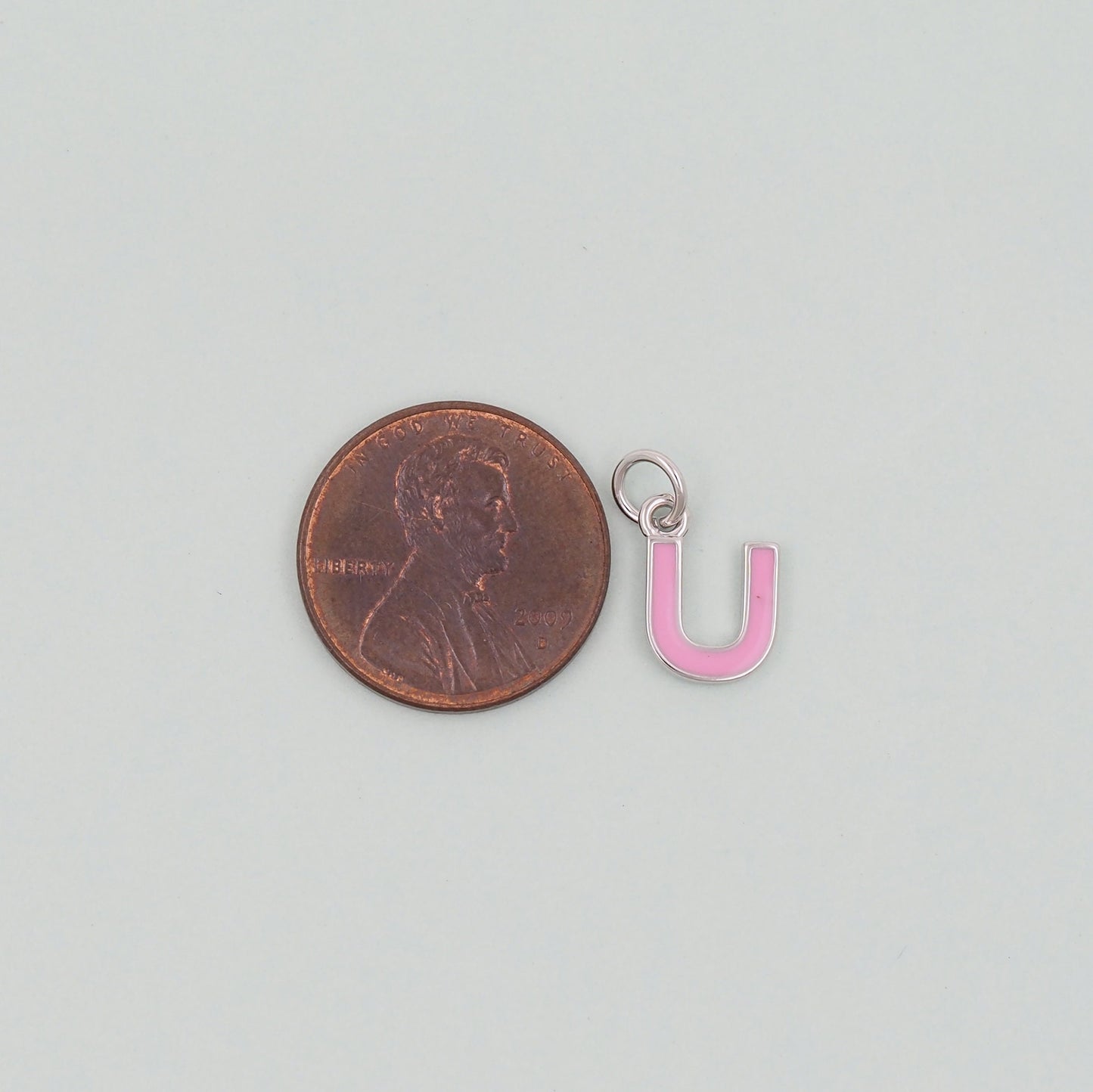 Gold letter Charms,18K Gold Filled letter Pendant,Pink enamel initial Charm Bracelet Necklace for DIY Jewelry Making Supply