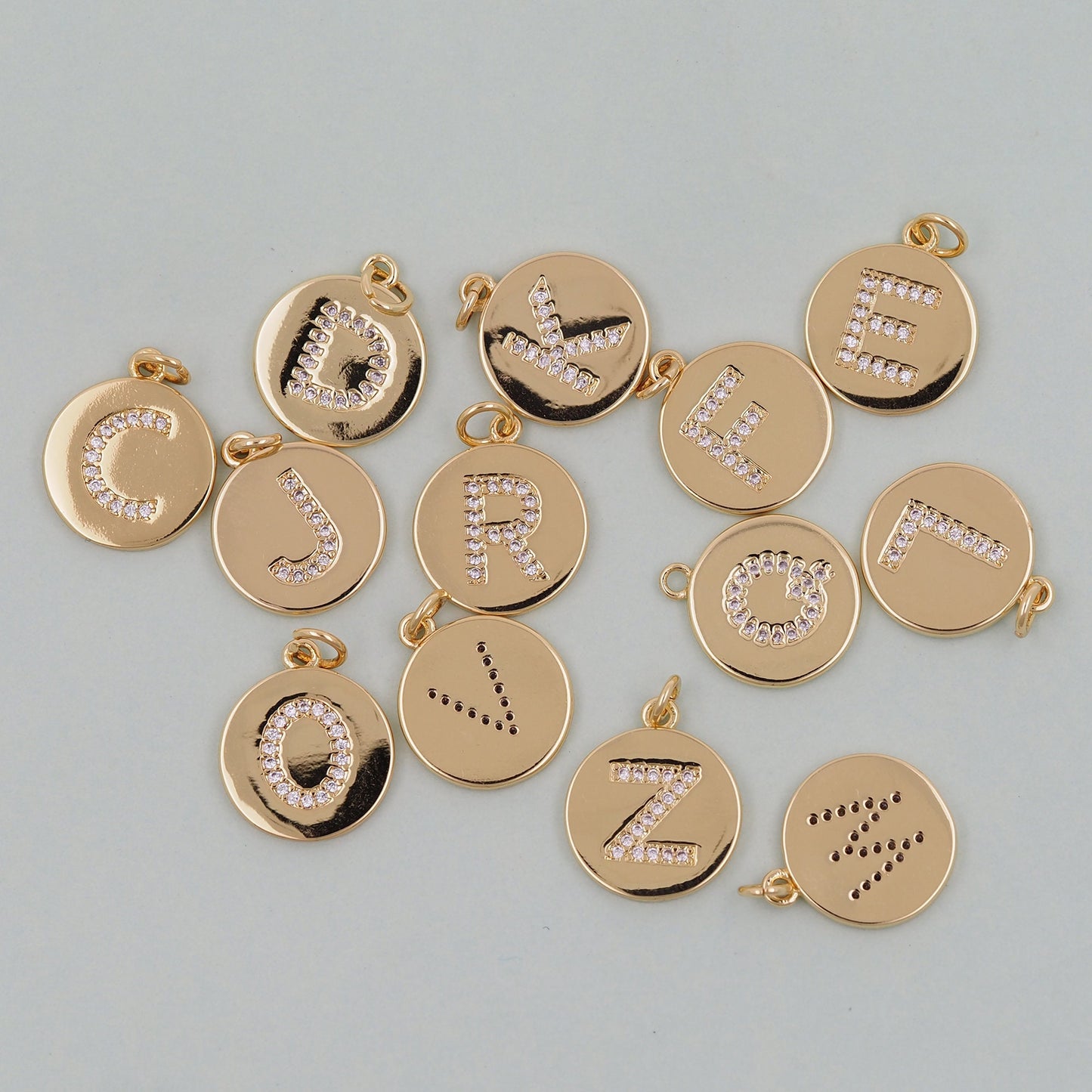 Gold letter Charms,18K Gold Filled letter Pendant,initial Charm Bracelet Necklace for DIY Jewelry Making Supply